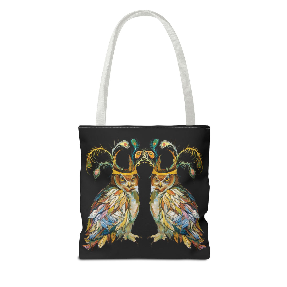 "Two Owls" Tote Bag Black by Zabrina Fine Art