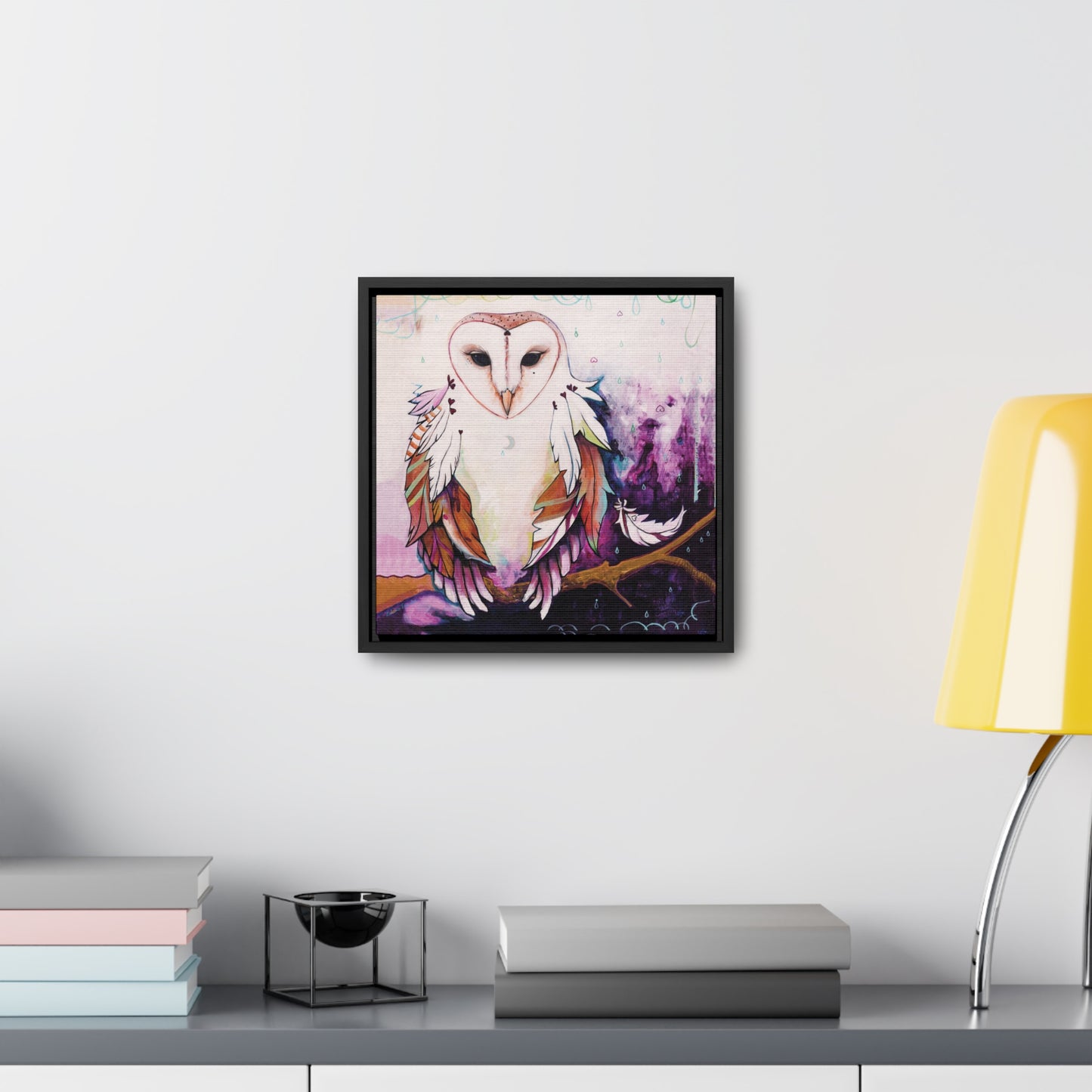 "Rainy Day Owl" Framed Canvas Fine Art Reproduction by Zabrina Fine Art