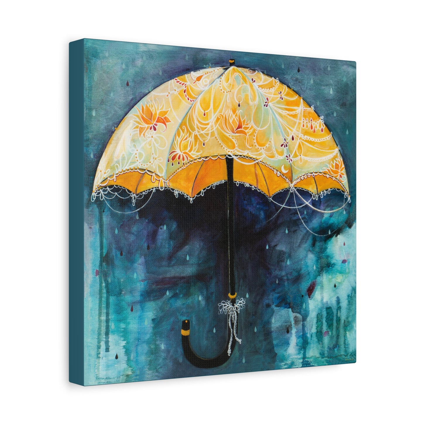 "Rain Glow" Unframed Canvas Ming Blue Edge Reproduction by Zabrina Fine Art