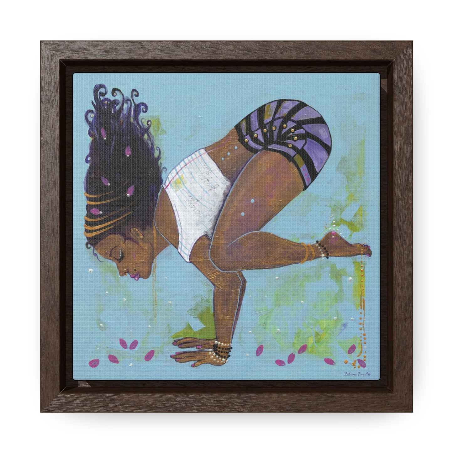 "Crow Pose" Framed Canvas Fine Art Reproduction by Zabrina Fine Art