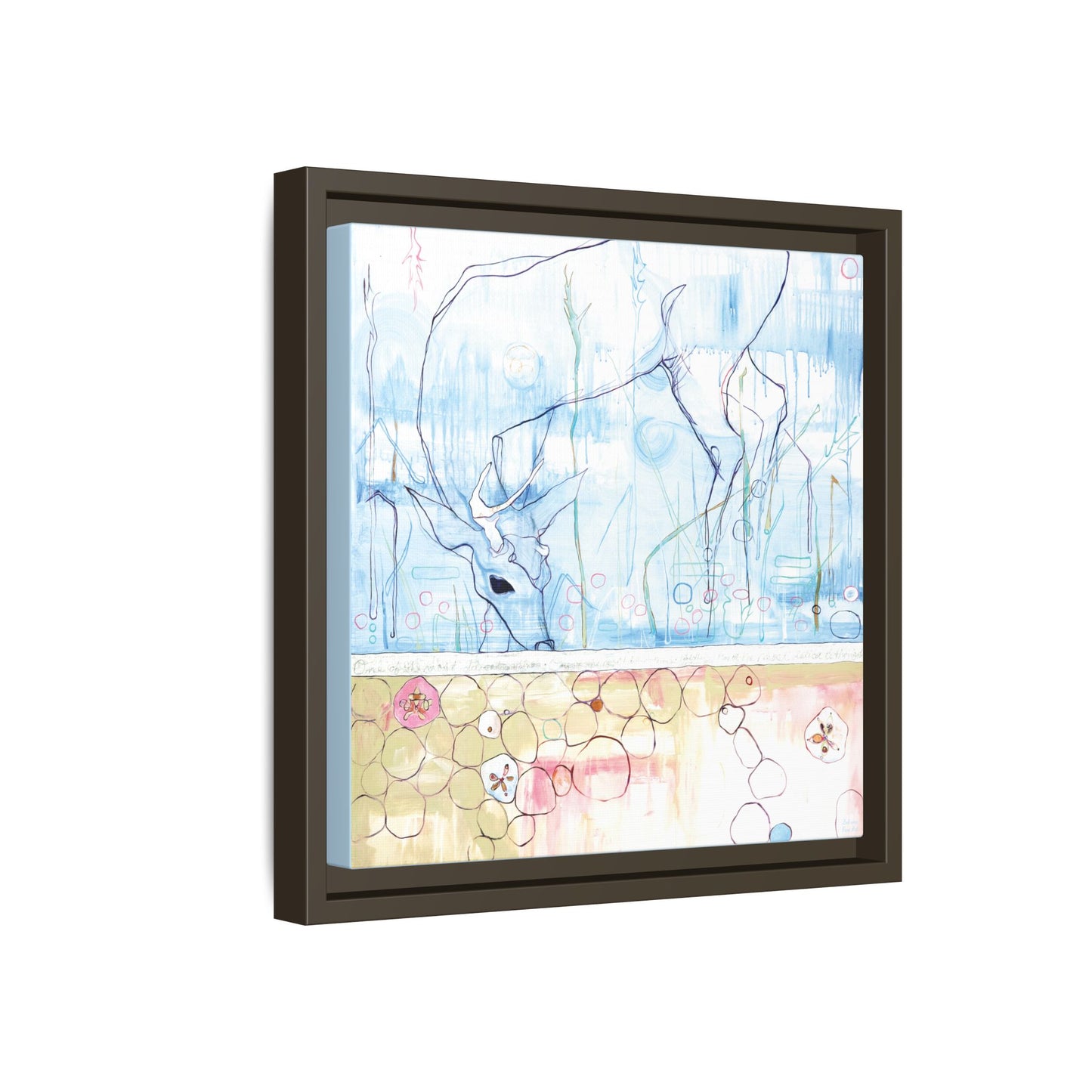 "One Antler Deer" Framed Canvas Fine Art Reproduction by Zabrina Fine Art