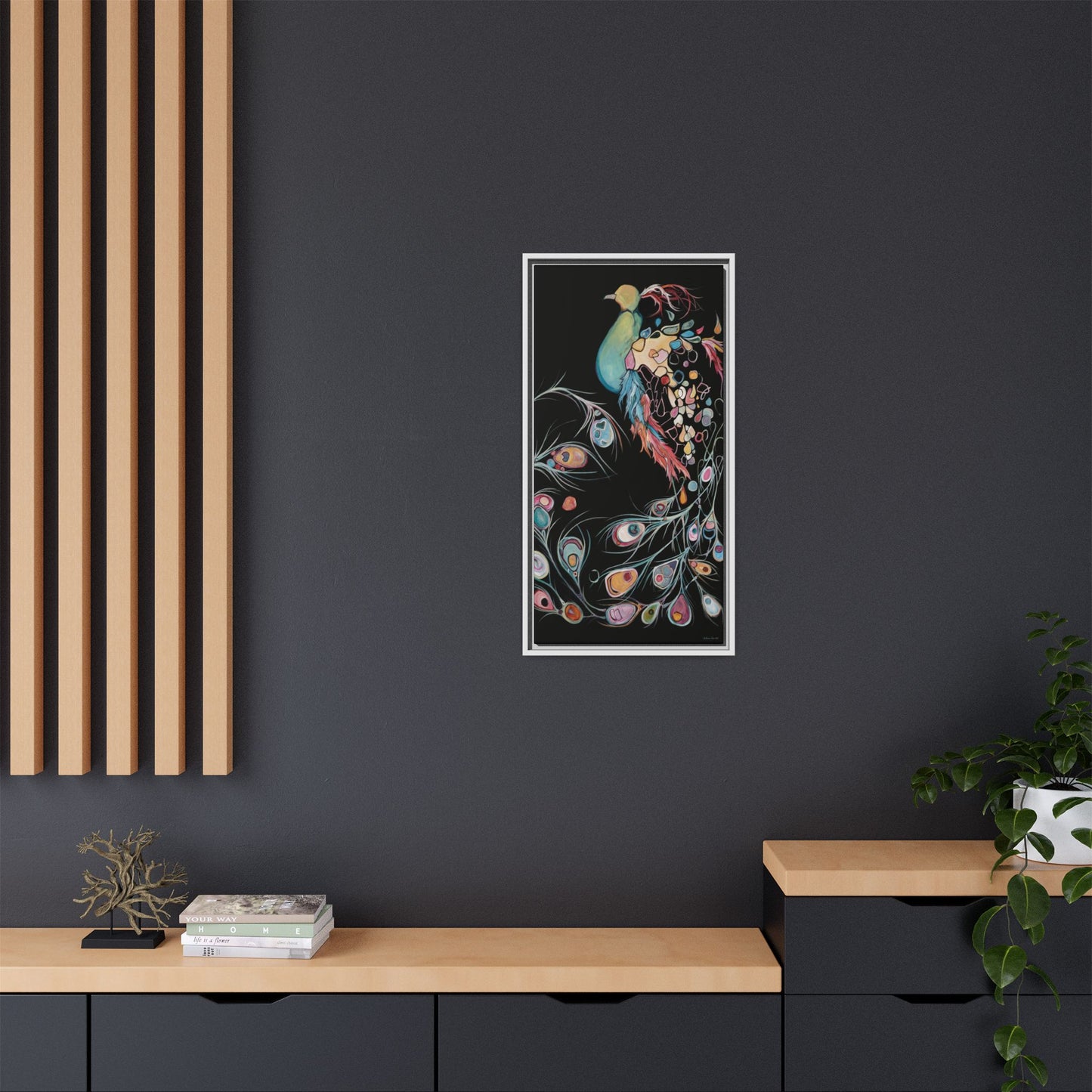 "Peacock" Framed Canvas Fine Art Reproduction by Zabrina Fine Art