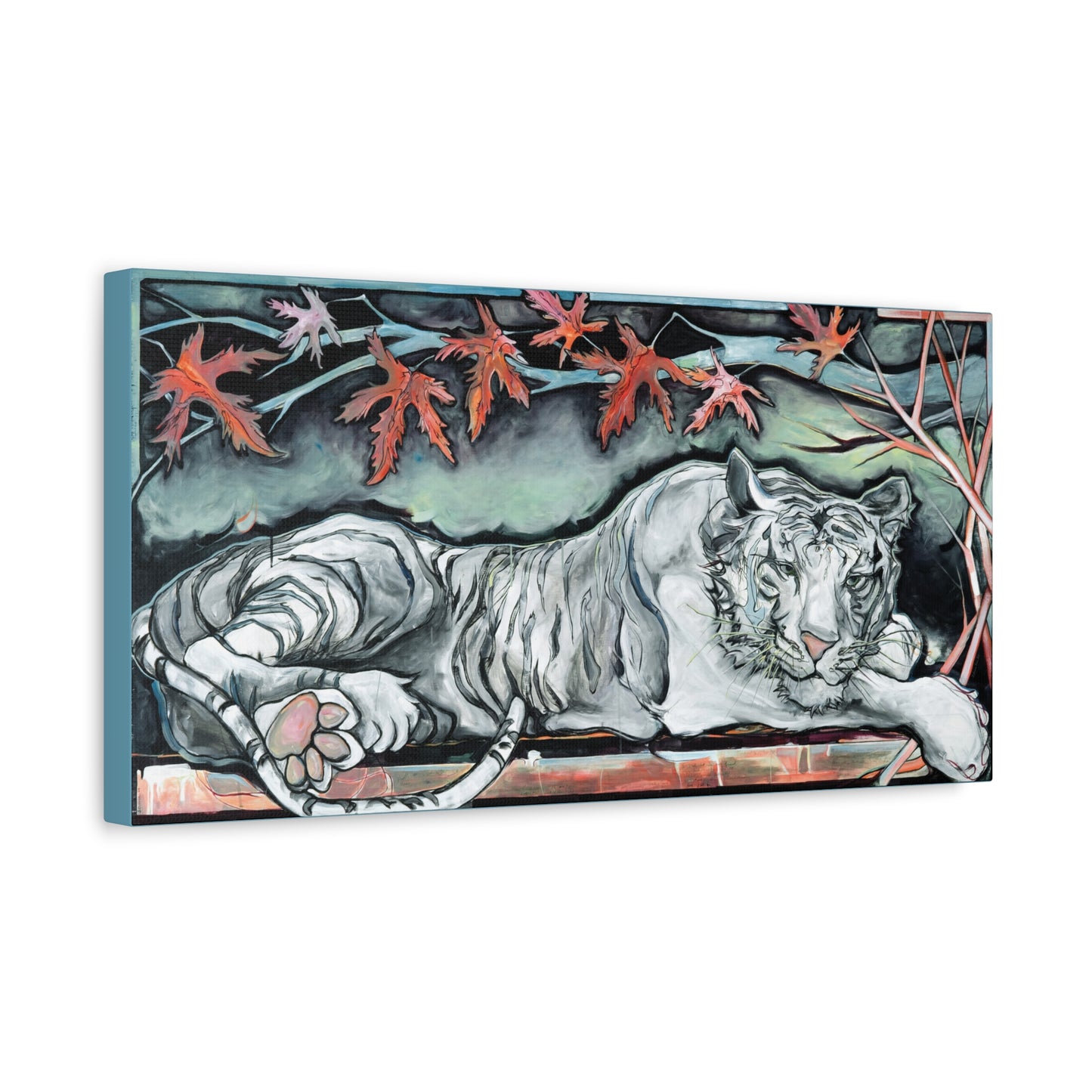 "White Tiger" Unframed Canvas Glacier Blue Edge Reproduction by Zabrina Fine Art