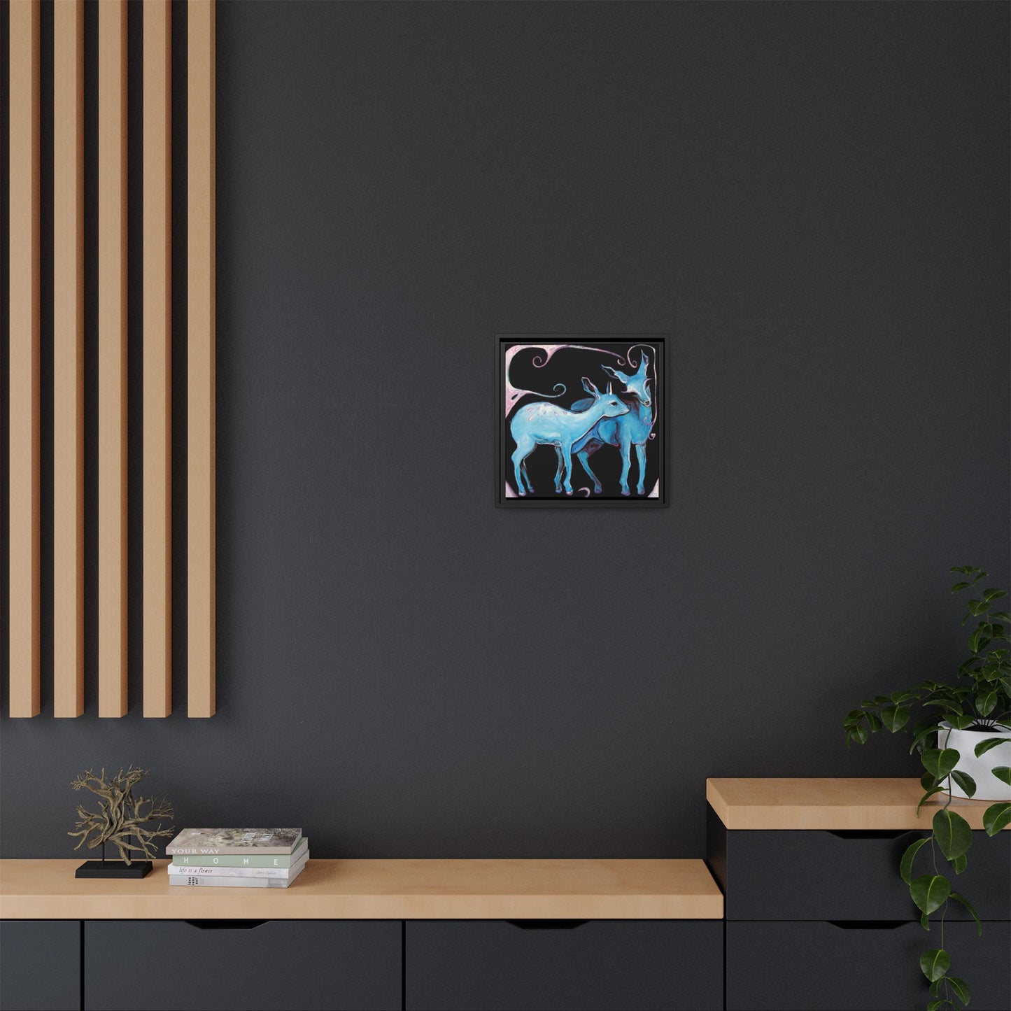 "Deer Love" Framed Canvas Fine Art Reproduction by Zabrina Fine Art