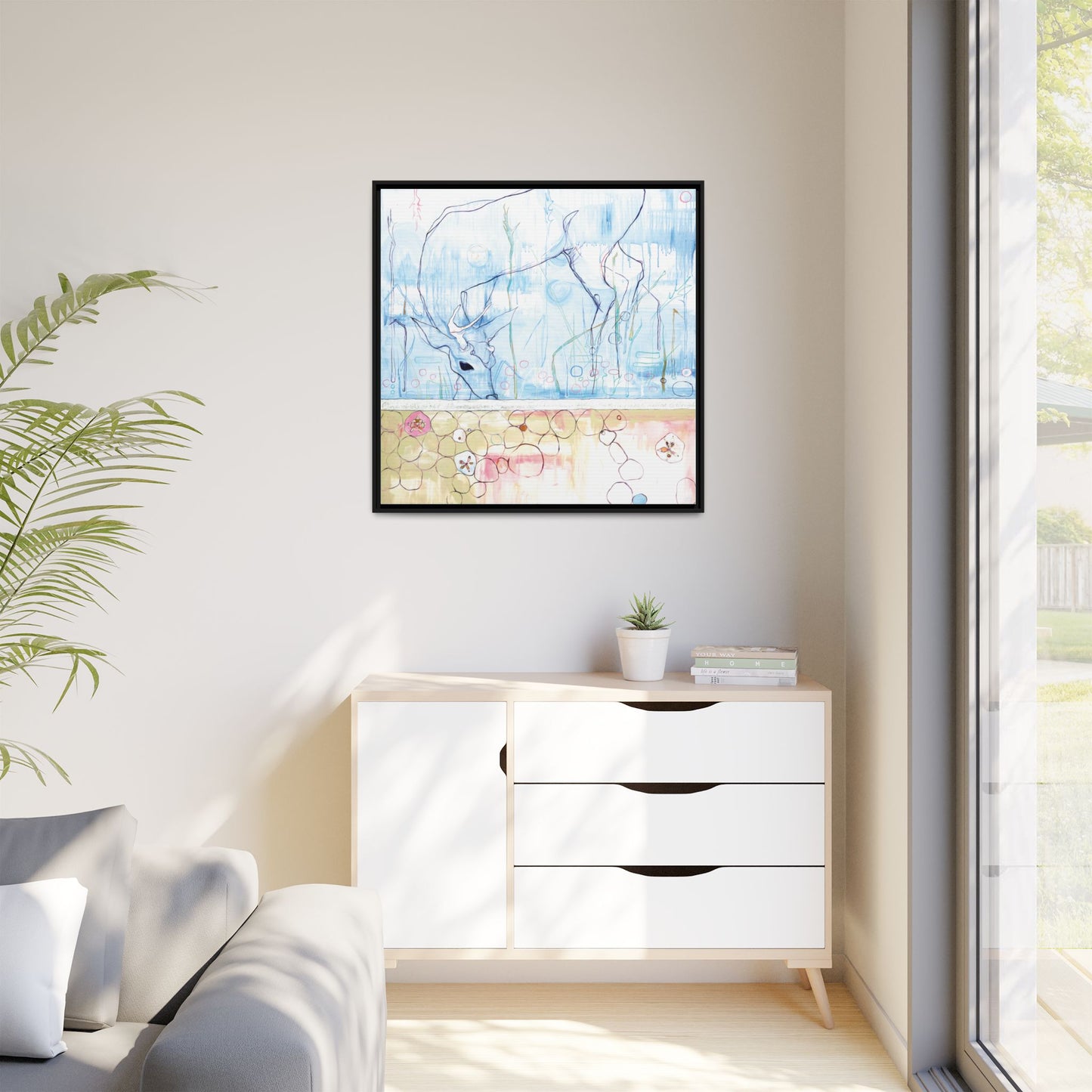 "One Antler Deer" Framed Canvas Fine Art Reproduction by Zabrina Fine Art