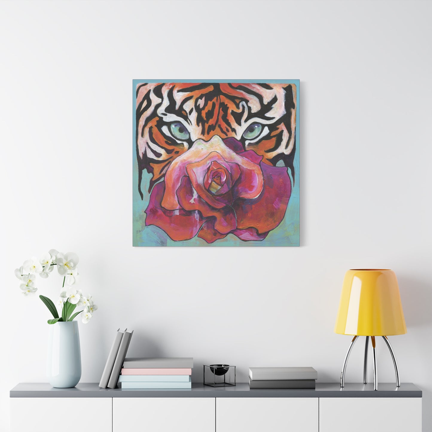 "Tiger Rose" Unframed Canvas Royal Pink Edge Reproduction by Zabrina Fine Art