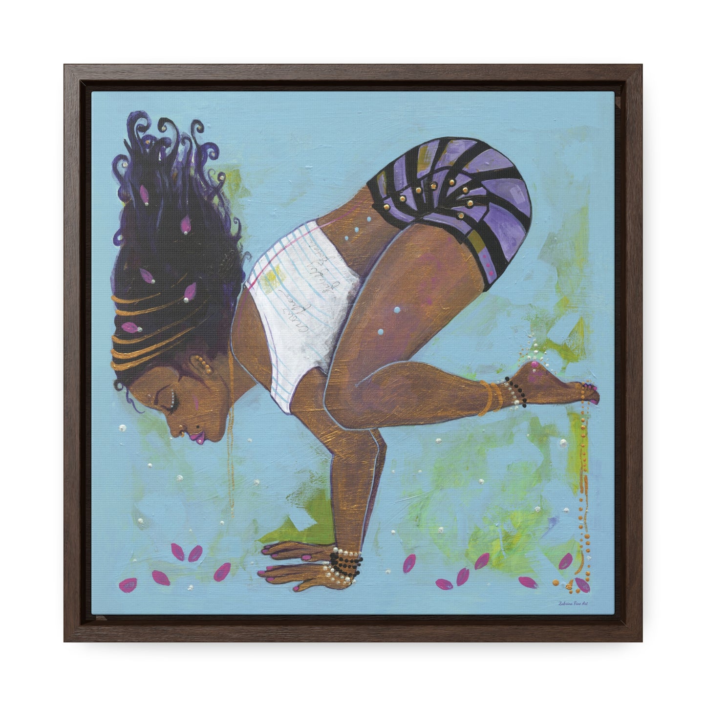 "Crow Pose" Framed Canvas Fine Art Reproduction by Zabrina Fine Art