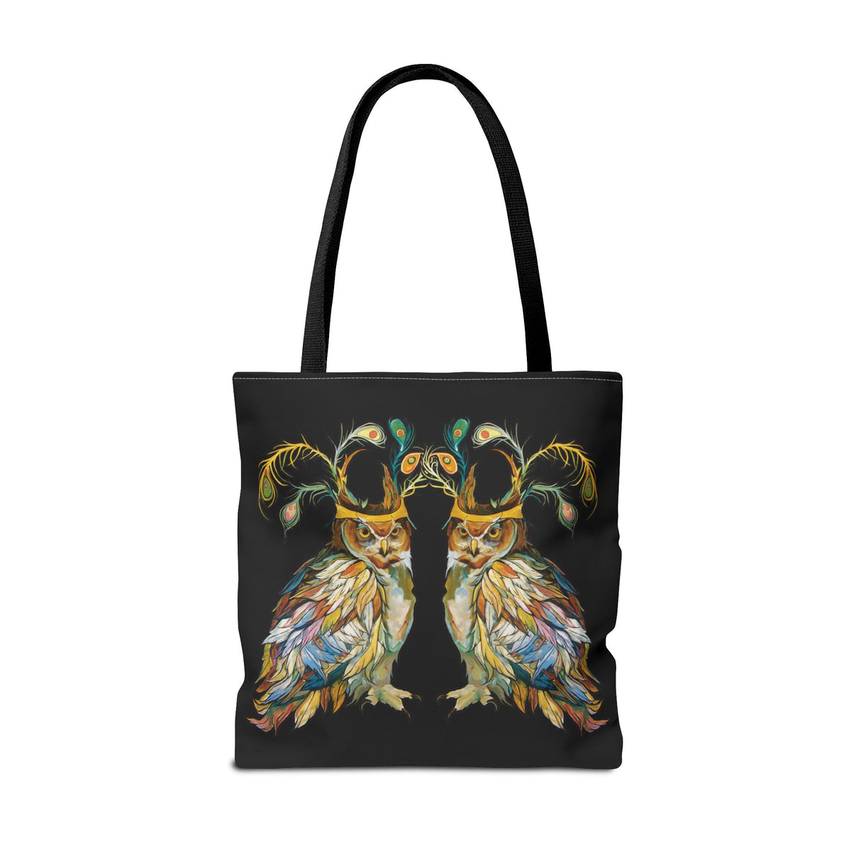 "Two Owls" Tote Bag Black by Zabrina Fine Art