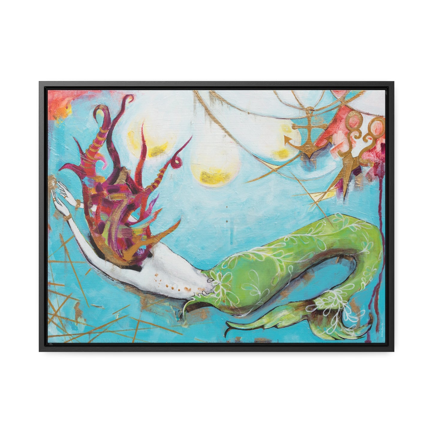 "Mermaid" Framed Canvas Fine Art Reproduction by Zabrina Fine Art