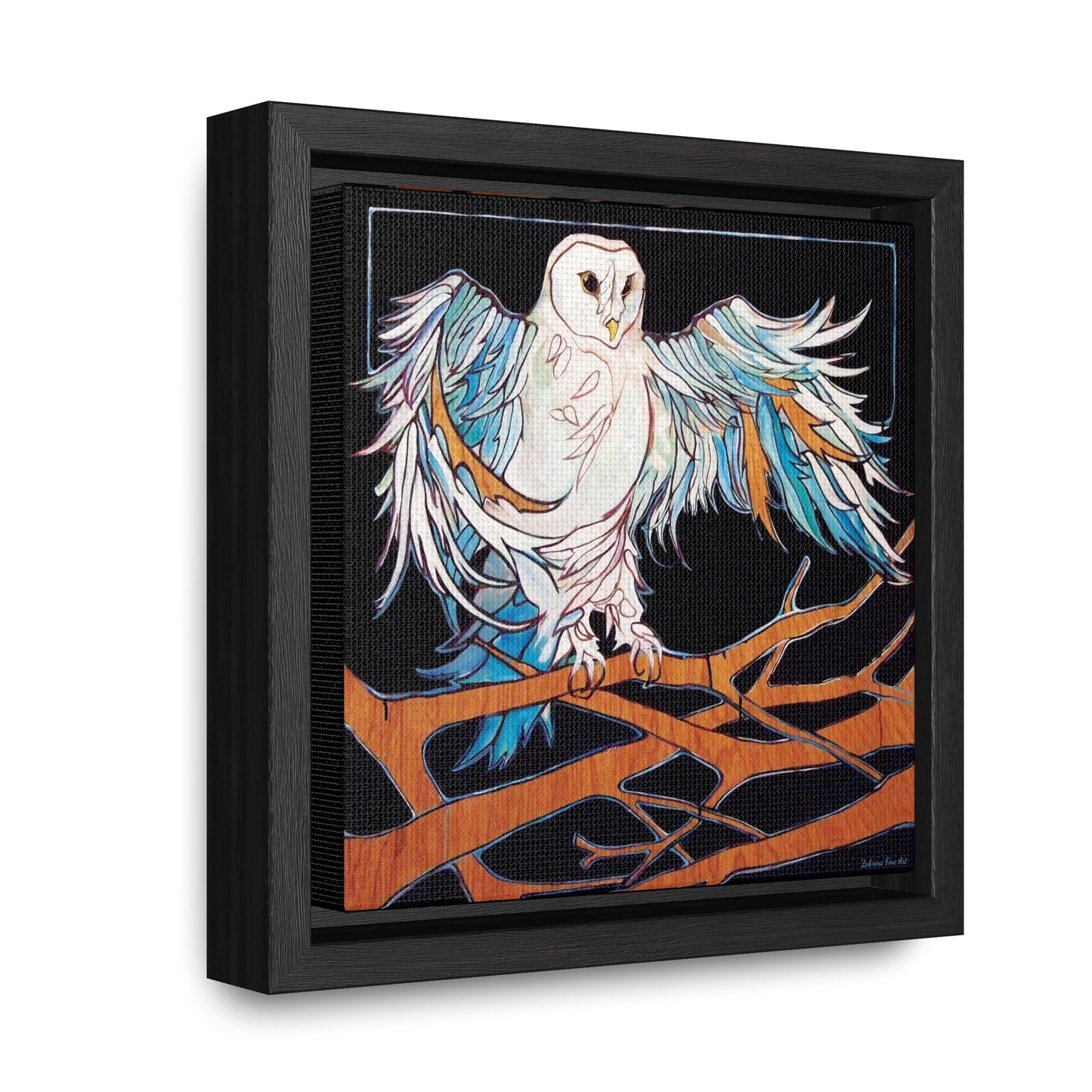 "Blue Owl" Framed Canvas Fine Art Reproduction by Zabrina Fine Art