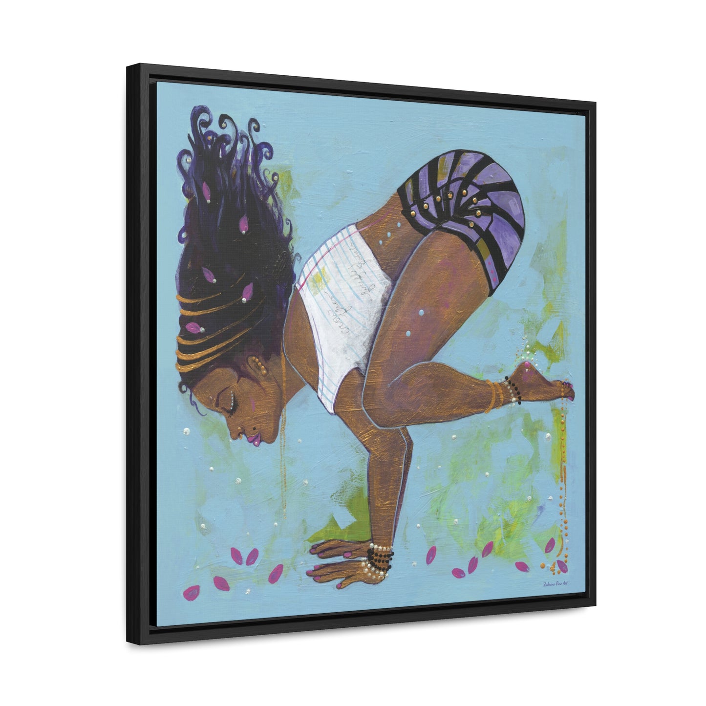 "Crow Pose" Framed Canvas Fine Art Reproduction by Zabrina Fine Art