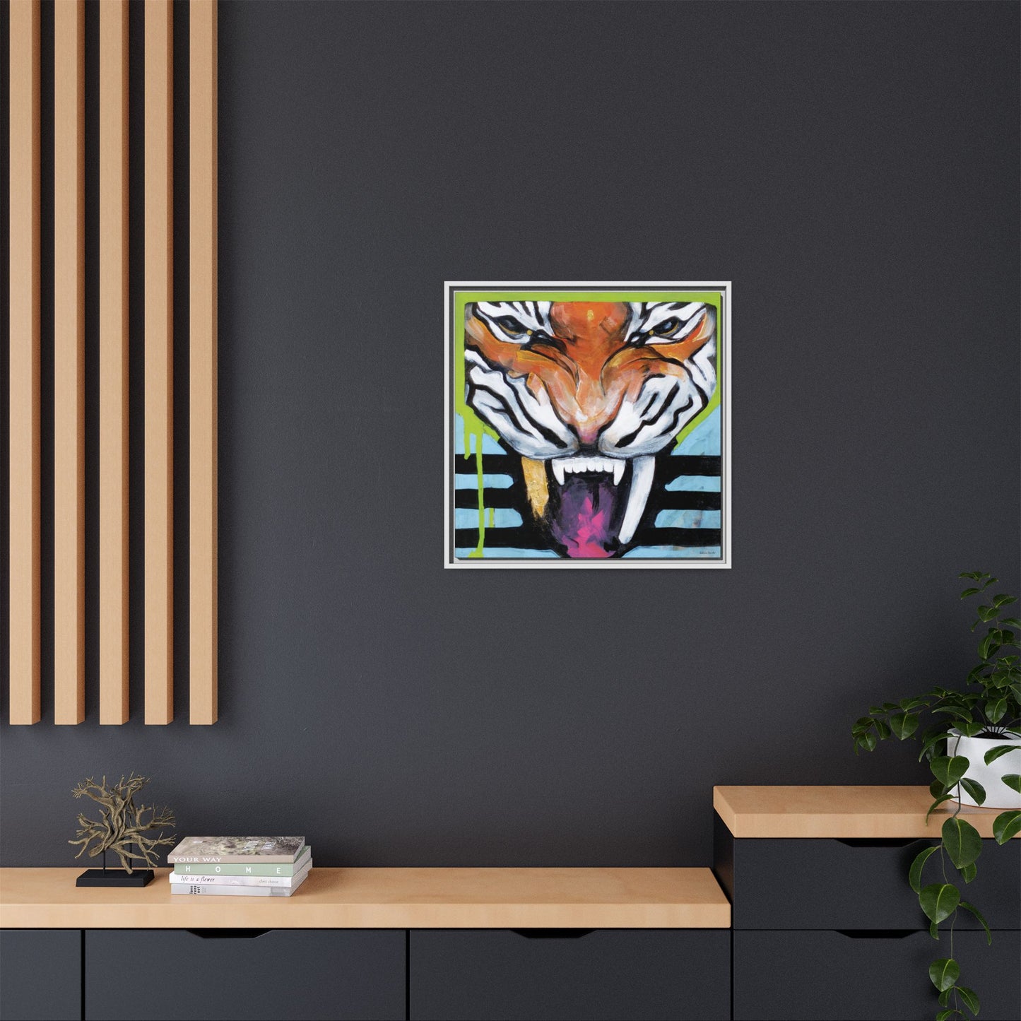 "Tiger Fang" Framed Canvas Fine Art Reproduction by Zabrina Fine Art