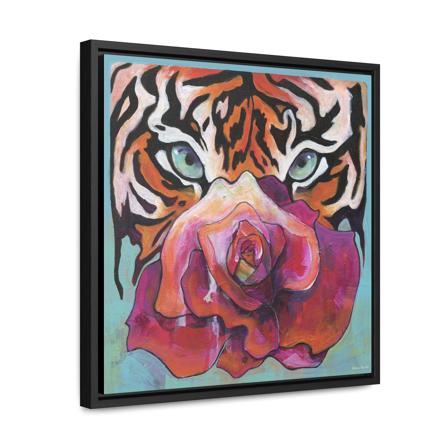 "Tiger Rose" Framed Canvas Fine Art Reproduction by Zabrina Fine Art