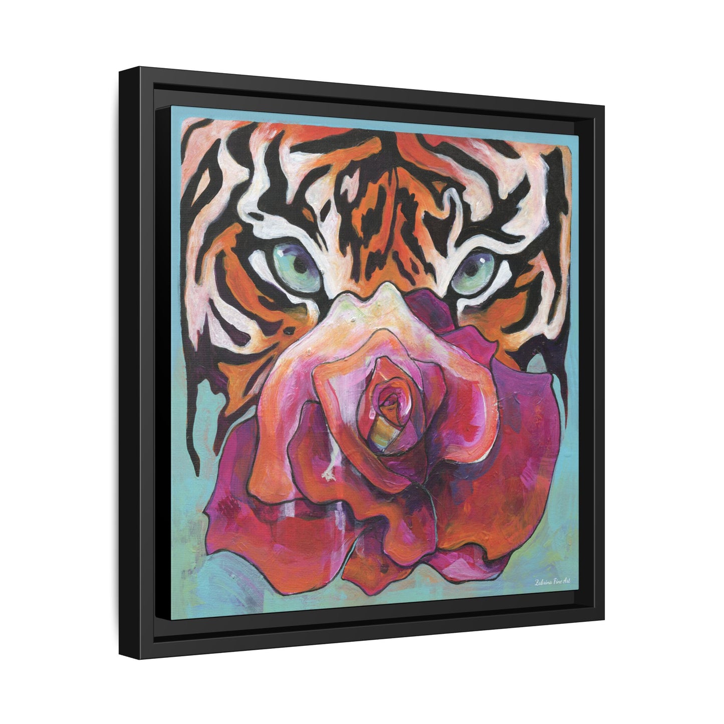 "Tiger Rose" Framed Canvas Fine Art Reproduction by Zabrina Fine Art