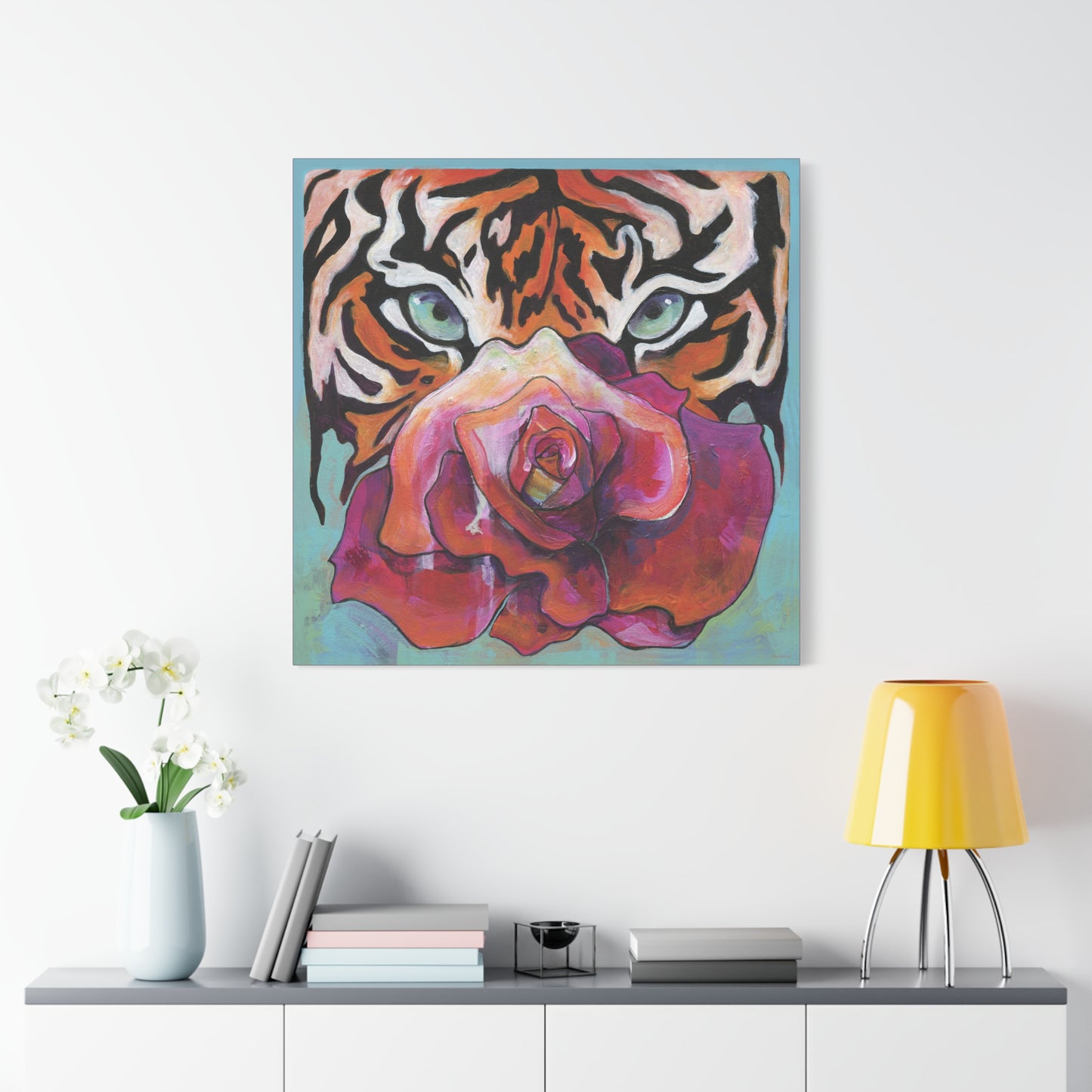 "Tiger Rose" Unframed Canvas Royal Pink Edge Reproduction by Zabrina Fine Art