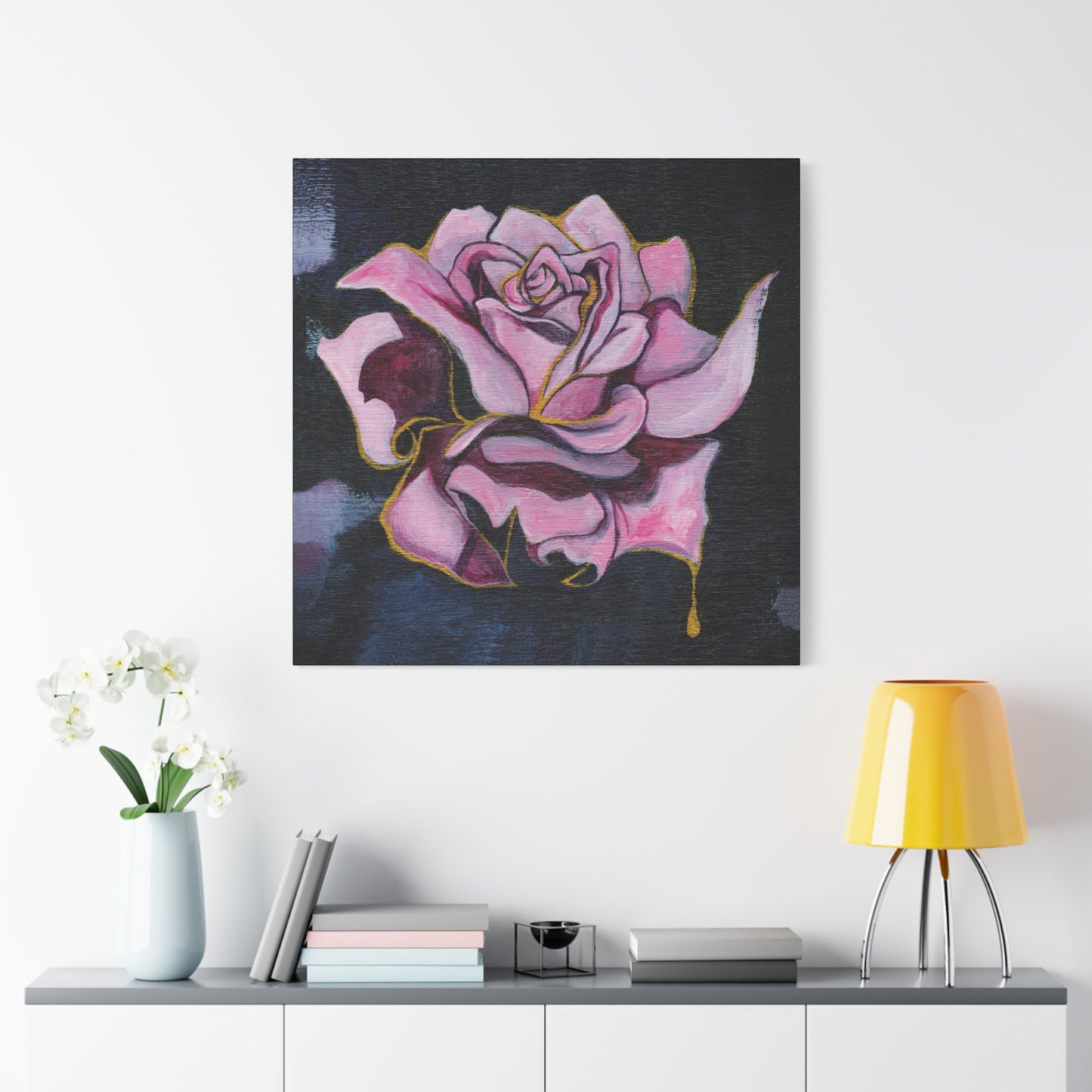 "Gilded Rose" Unframed Canvas Black Edge Reproduction by Zabrina Fine Art