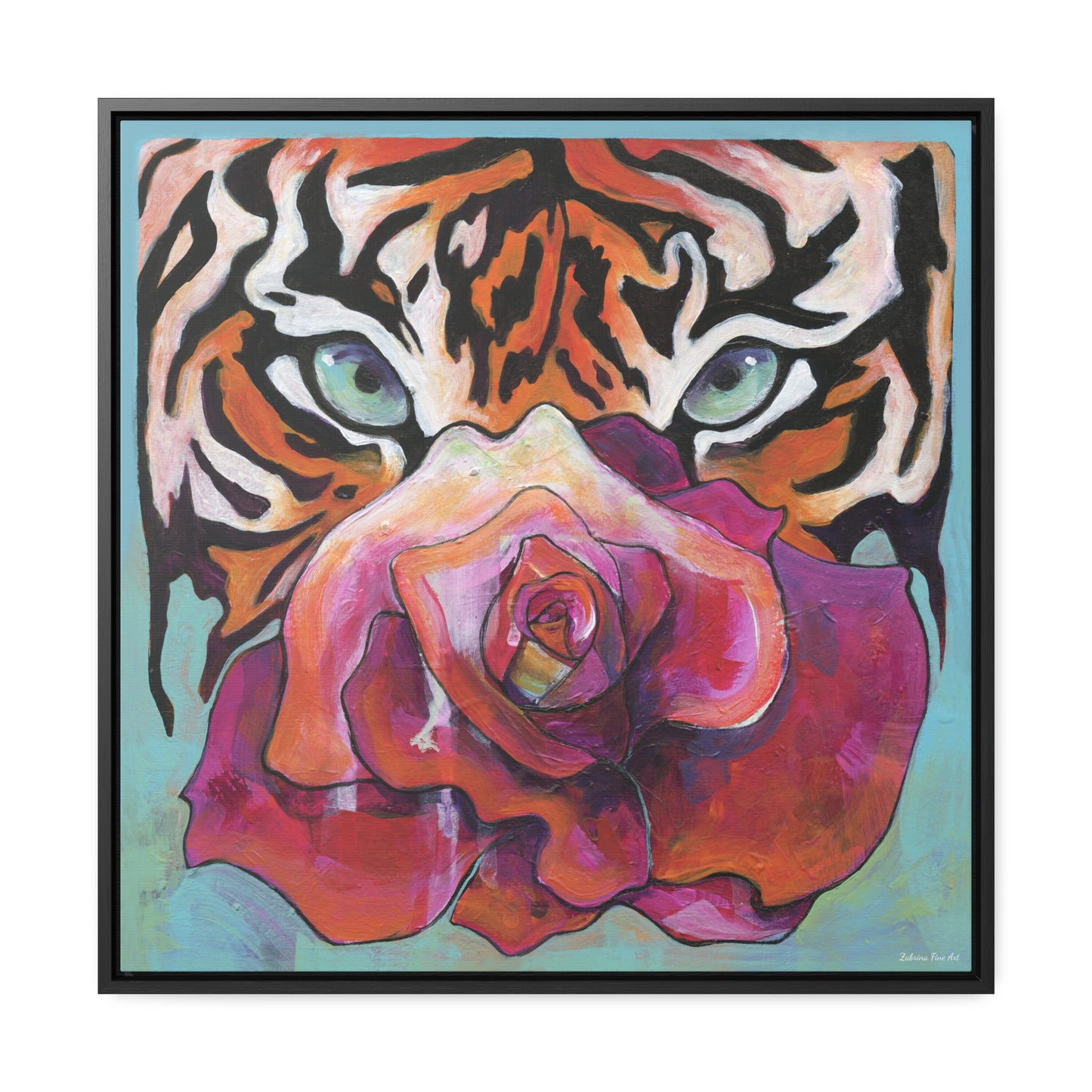 "Tiger Rose" Framed Canvas Fine Art Reproduction by Zabrina Fine Art