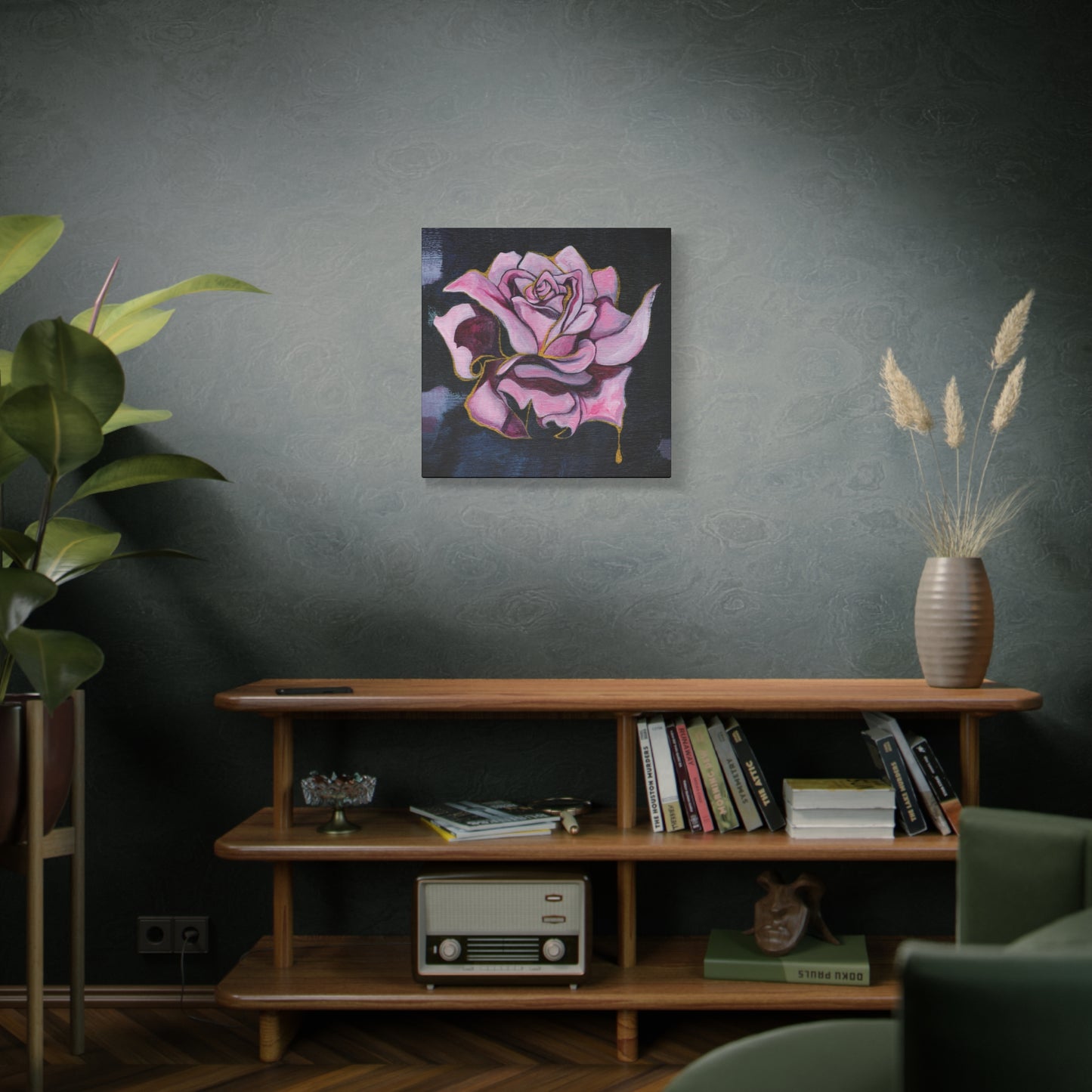 "Gilded Rose" Unframed Canvas Black Edge Reproduction by Zabrina Fine Art