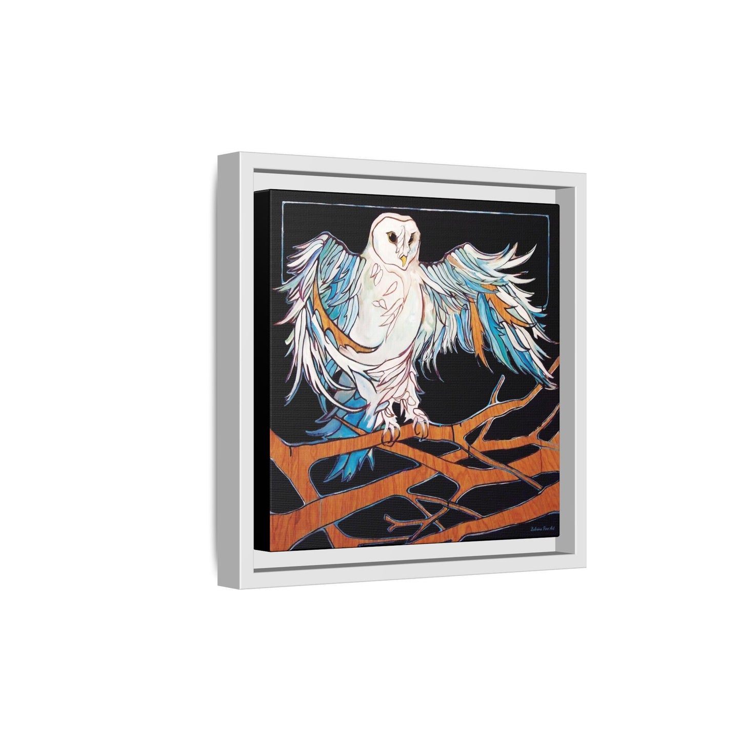 "Blue Owl" Framed Canvas Fine Art Reproduction by Zabrina Fine Art