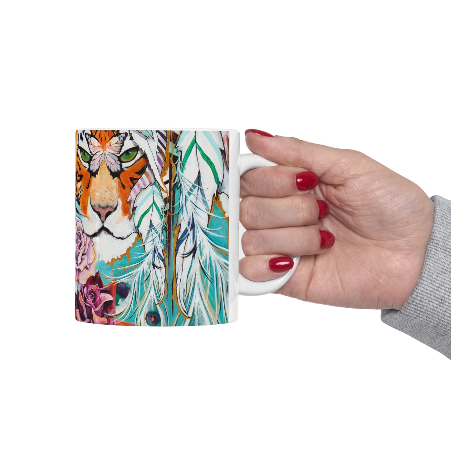 "Tiger Rose" Ceramic Mug by Zabrina Fine Art