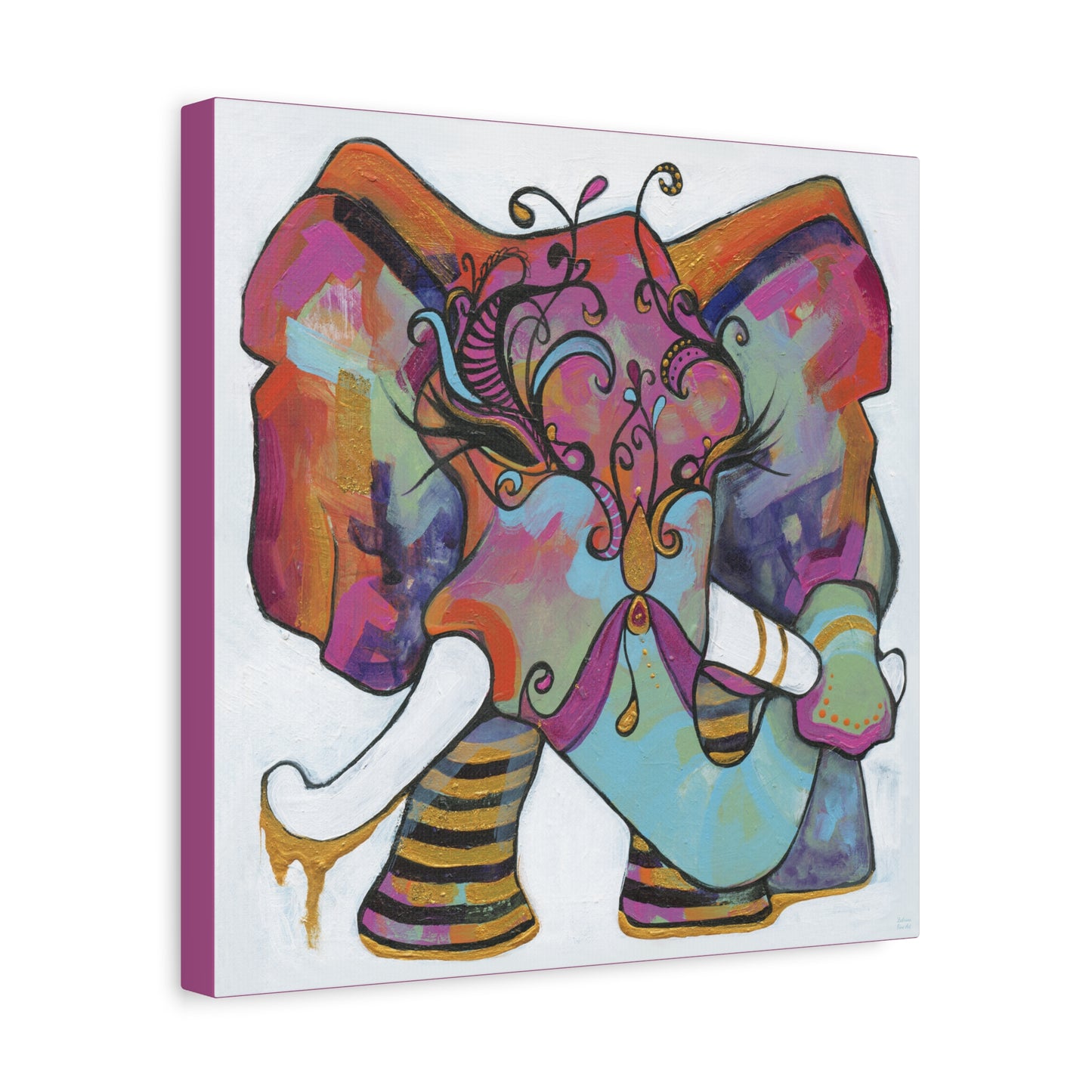 "Masquerade Elephant" Unframed Canvas Hot Pink Edge Reproduction by Zabrina Fine Art