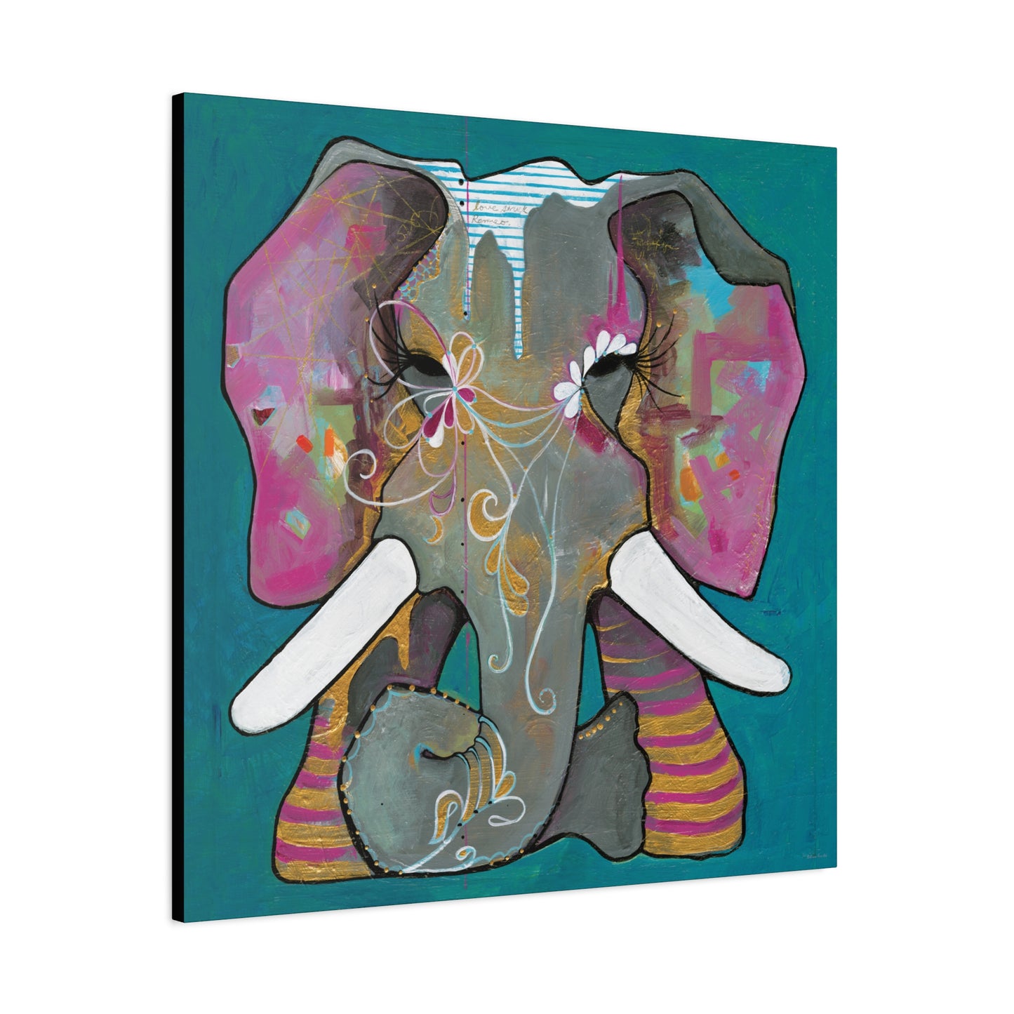 "Romeo Elephant" Unframed Canvas Black Edge Reproduction by Zabrina Fine Art