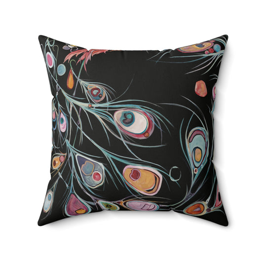 "Peacock Feathers" Throw Pillow by Zabrina Fine Art