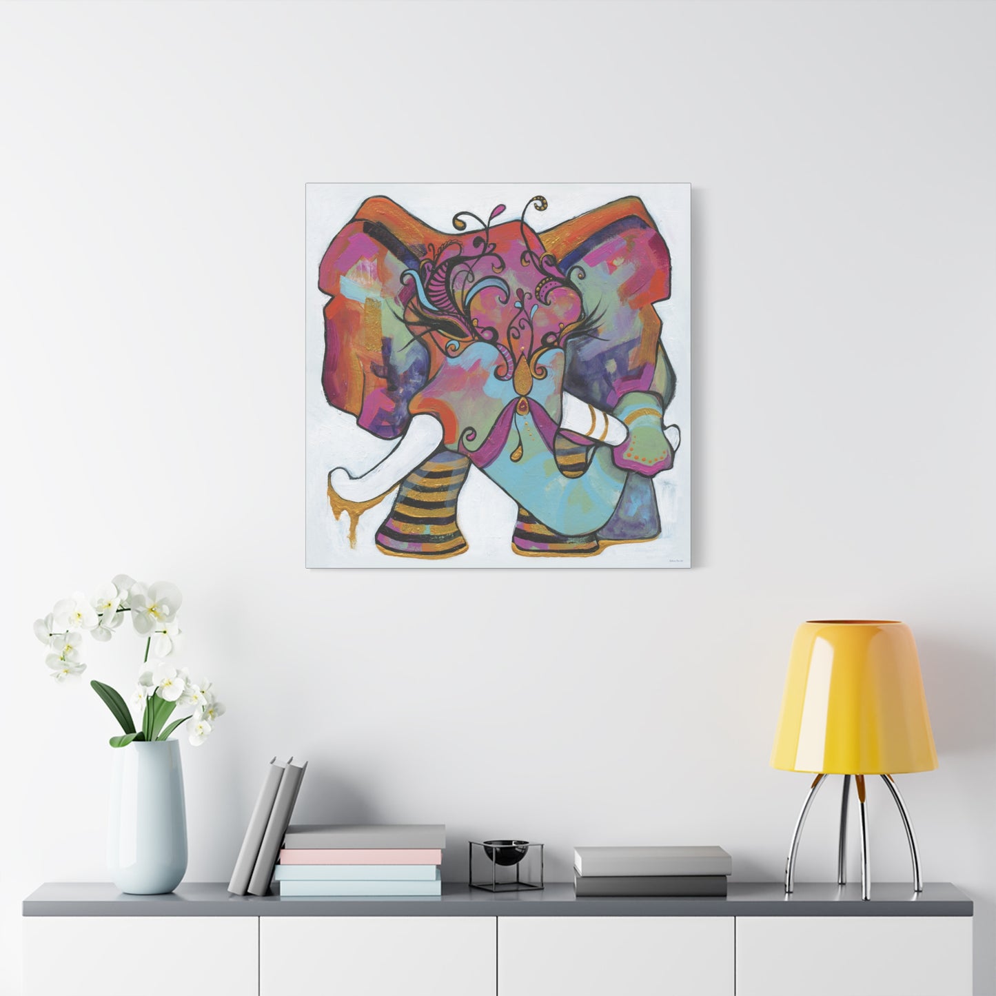 "Masquerade Elephant" Unframed Canvas Black Edge Reproduction by Zabrina Fine Art