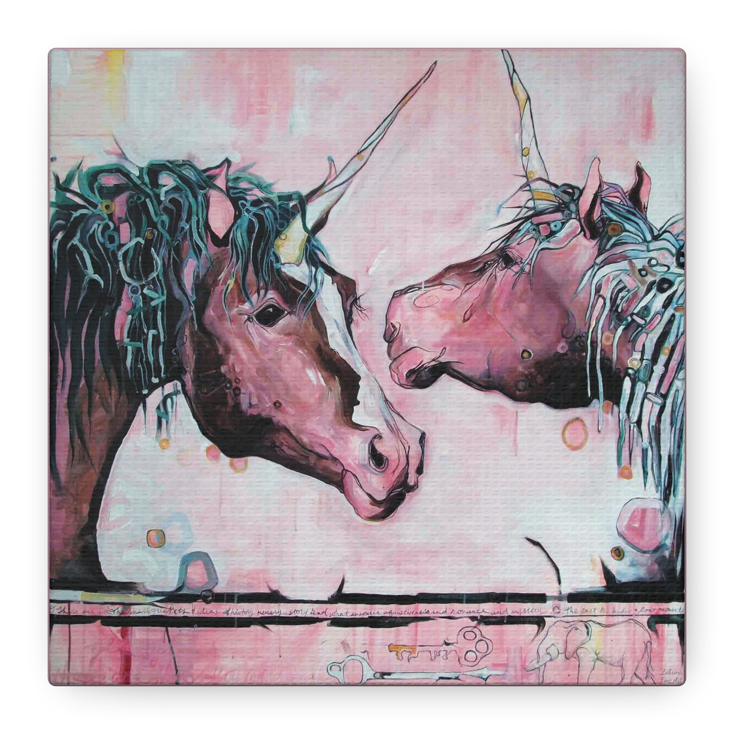 "Unicorns Are Real" Unframed Canvas Pink Edge Reproduction by Zabrina Fine Art