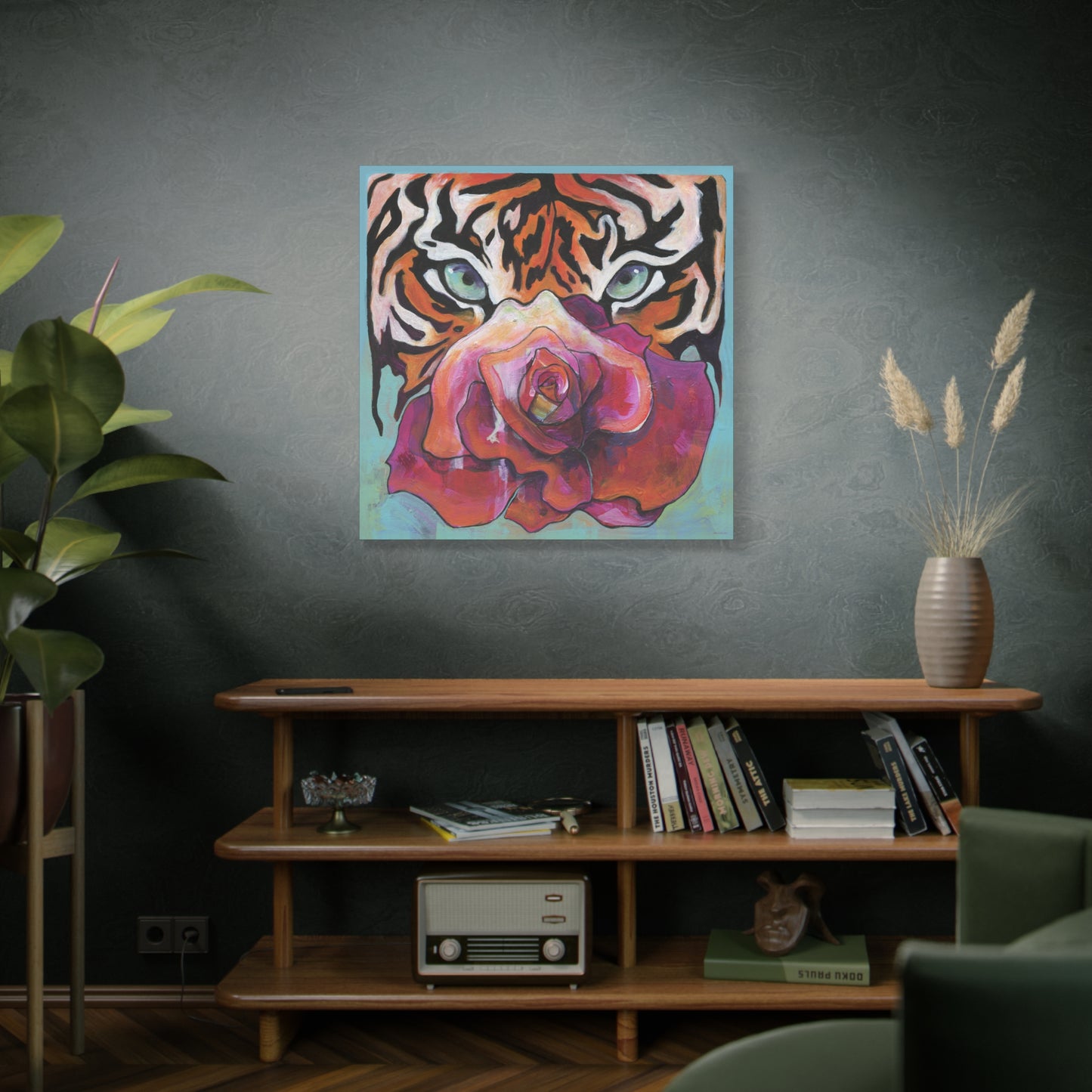 "Tiger Rose" Unframed Canvas Black Edge Reproduction by Zabrina Fine Art