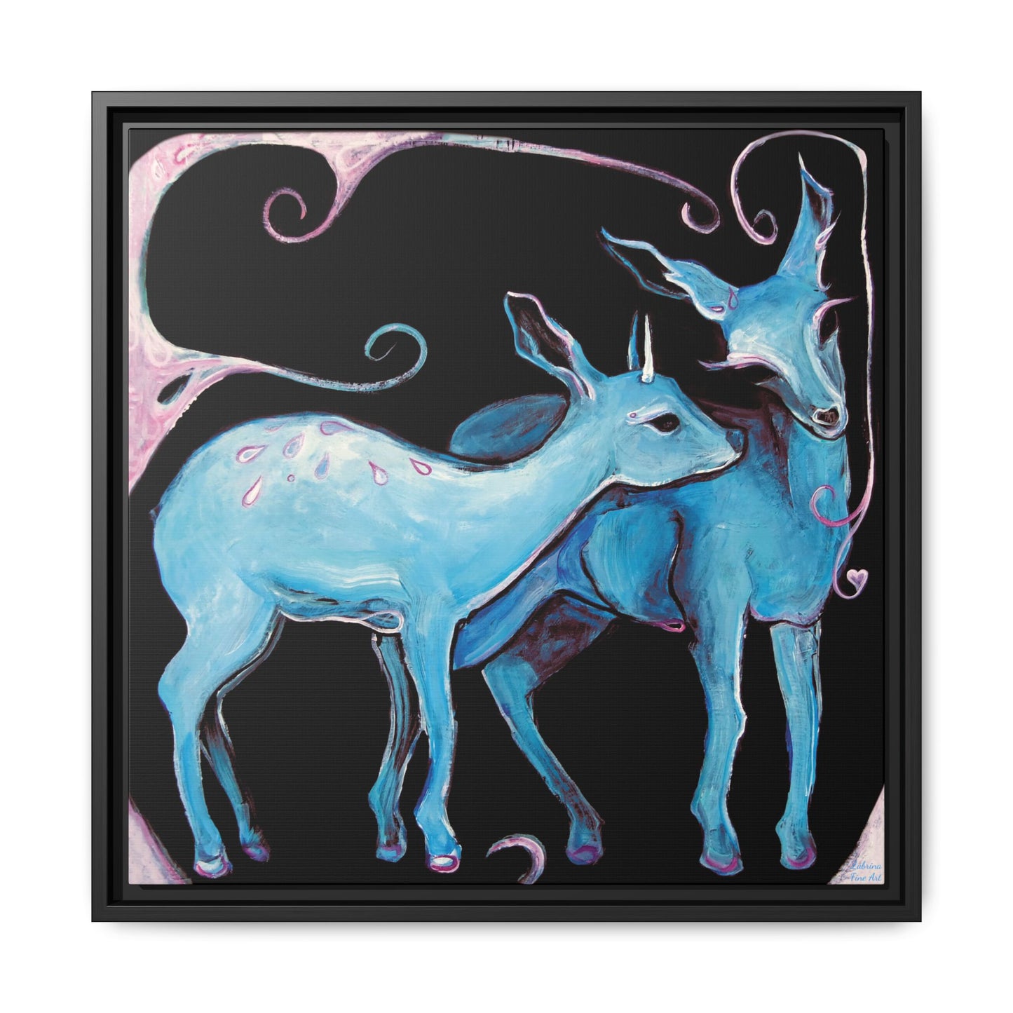 "Deer Love" Framed Canvas Fine Art Reproduction by Zabrina Fine Art
