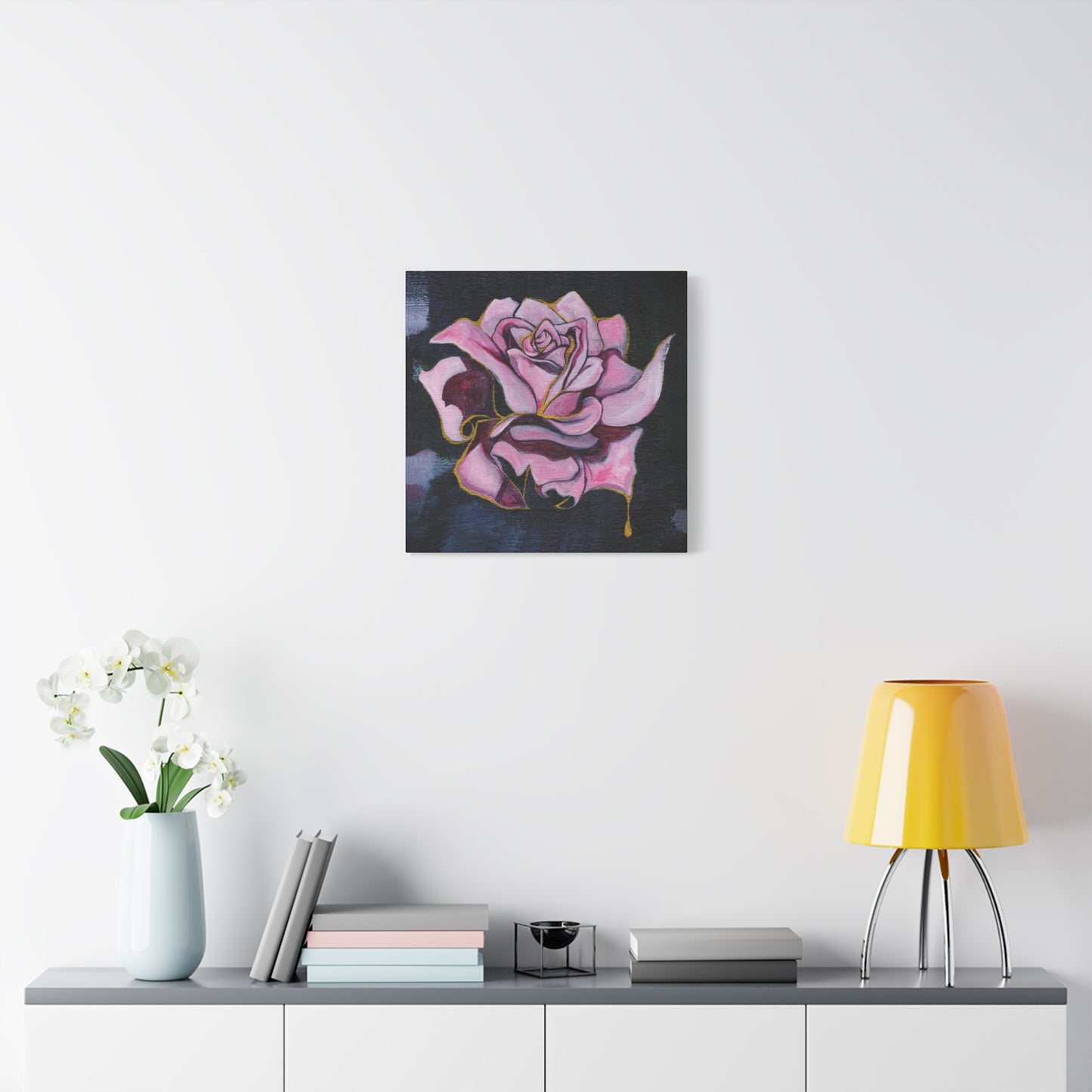 "Gilded Rose" Unframed Canvas Black Edge Reproduction by Zabrina Fine Art