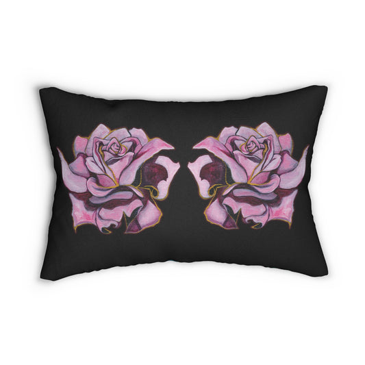 "Raindrops and Roses" Throw Pillow on Black by Zabrina Fine Art