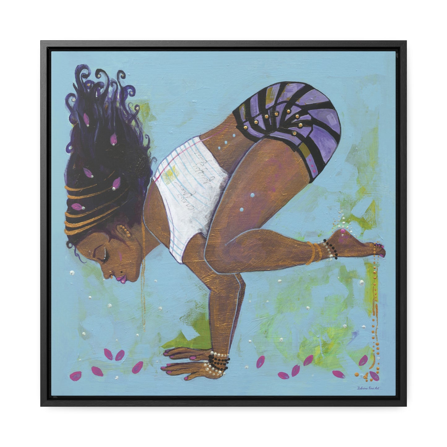 "Crow Pose" Framed Canvas Fine Art Reproduction by Zabrina Fine Art