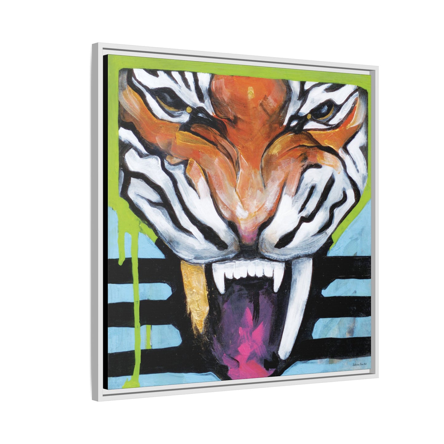 "Tiger Fang" Framed Canvas Fine Art Reproduction by Zabrina Fine Art