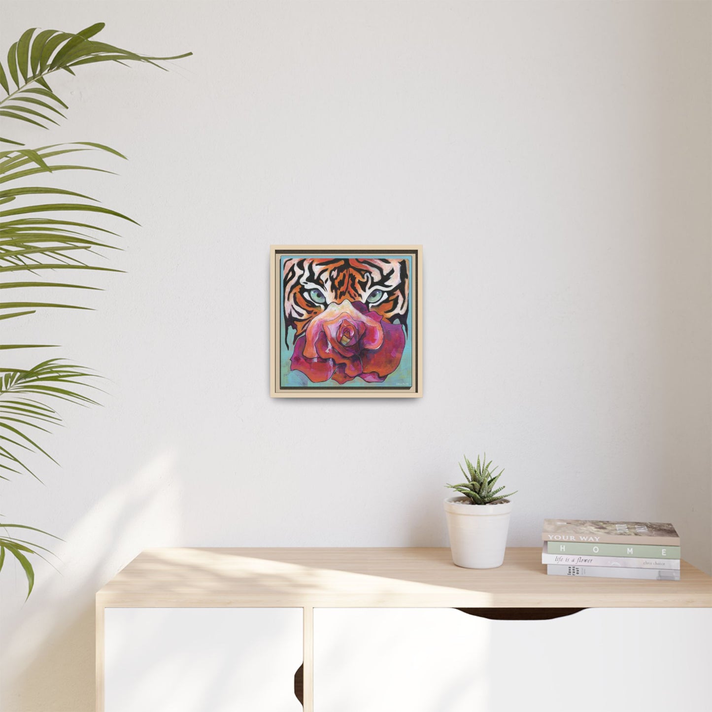 "Tiger Rose" Framed Canvas Fine Art Reproduction by Zabrina Fine Art
