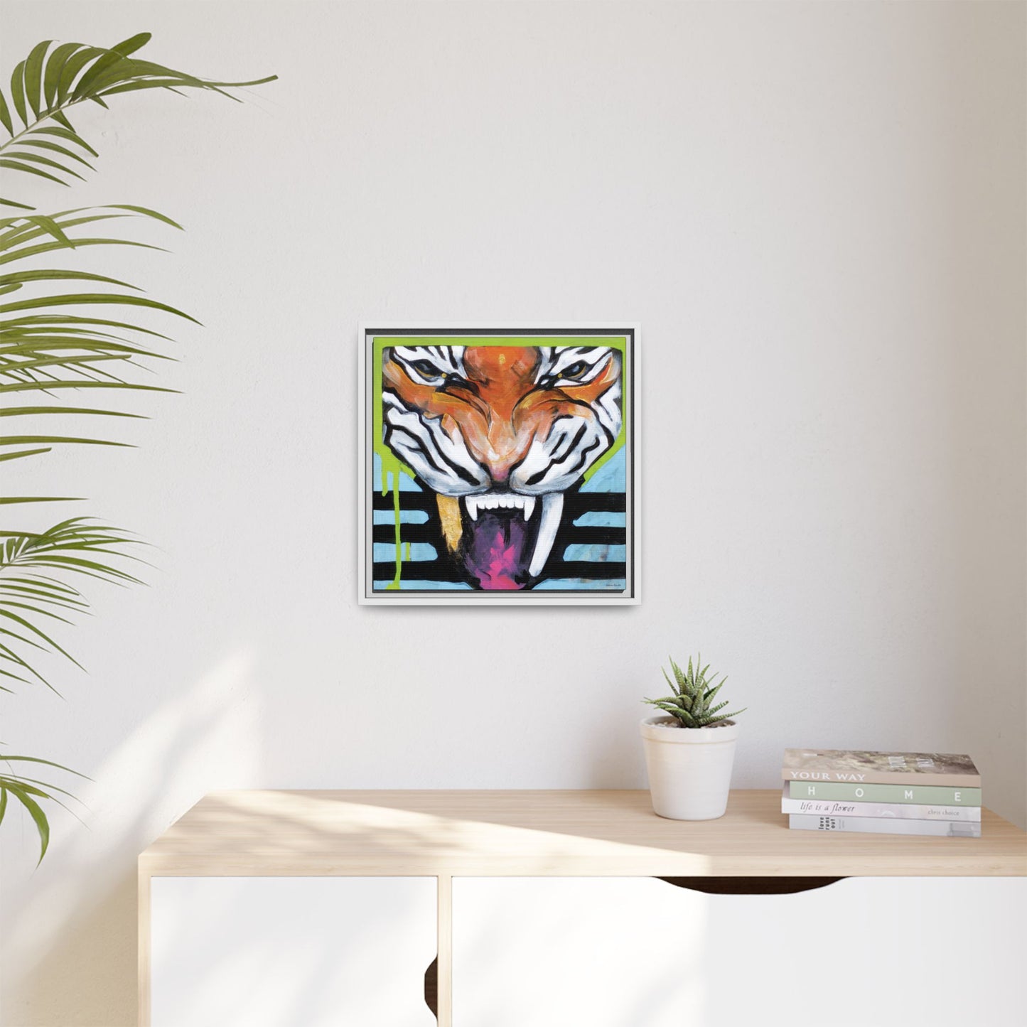 "Tiger Fang" Framed Canvas Fine Art Reproduction by Zabrina Fine Art