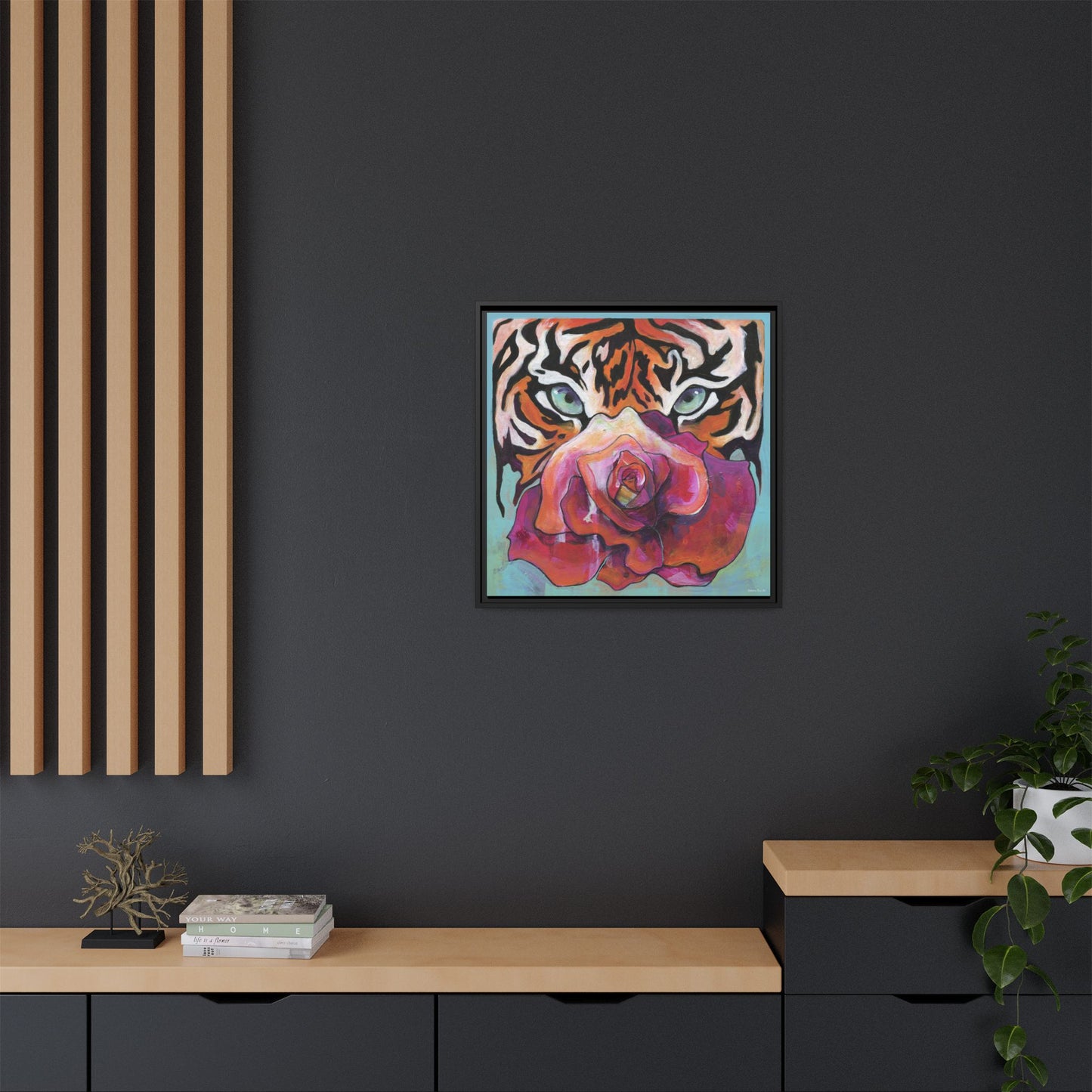 "Tiger Rose" Framed Canvas Fine Art Reproduction by Zabrina Fine Art