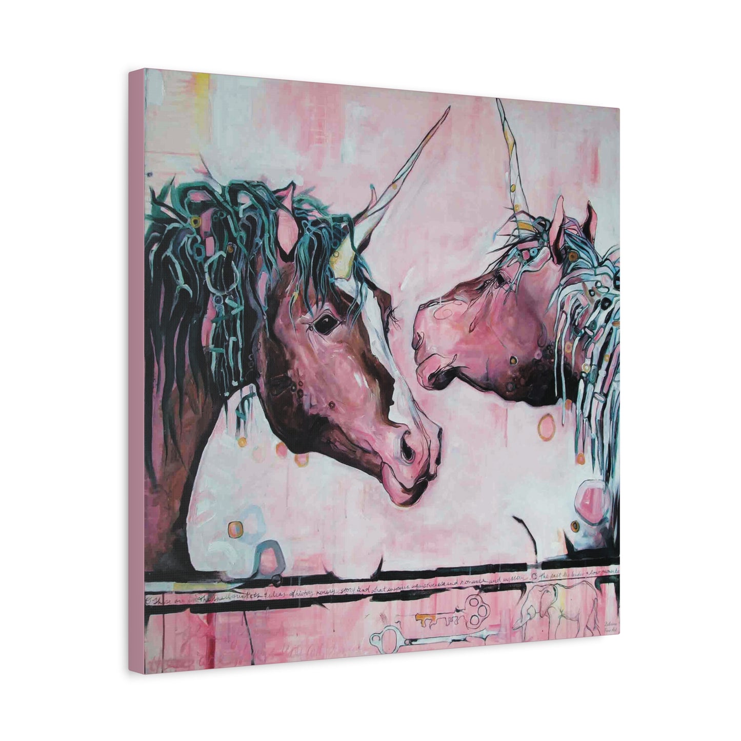 "Unicorns Are Real" Unframed Canvas Pink Edge Reproduction by Zabrina Fine Art