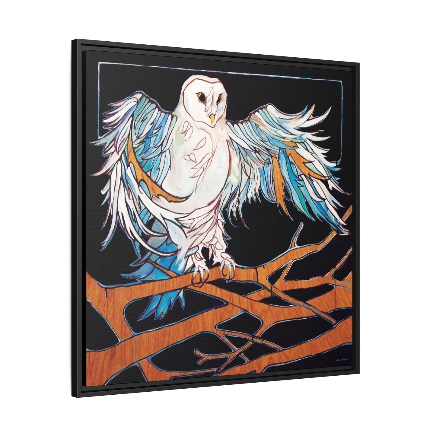 "Blue Owl" Framed Canvas Fine Art Reproduction by Zabrina Fine Art