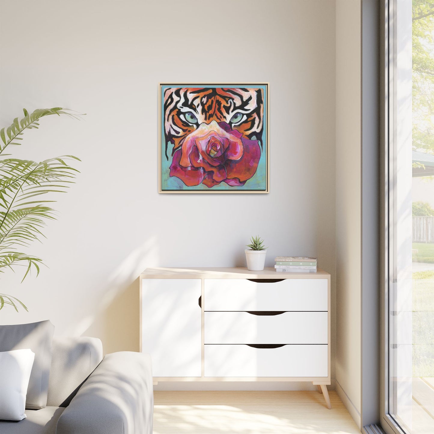 "Tiger Rose" Framed Canvas Fine Art Reproduction by Zabrina Fine Art