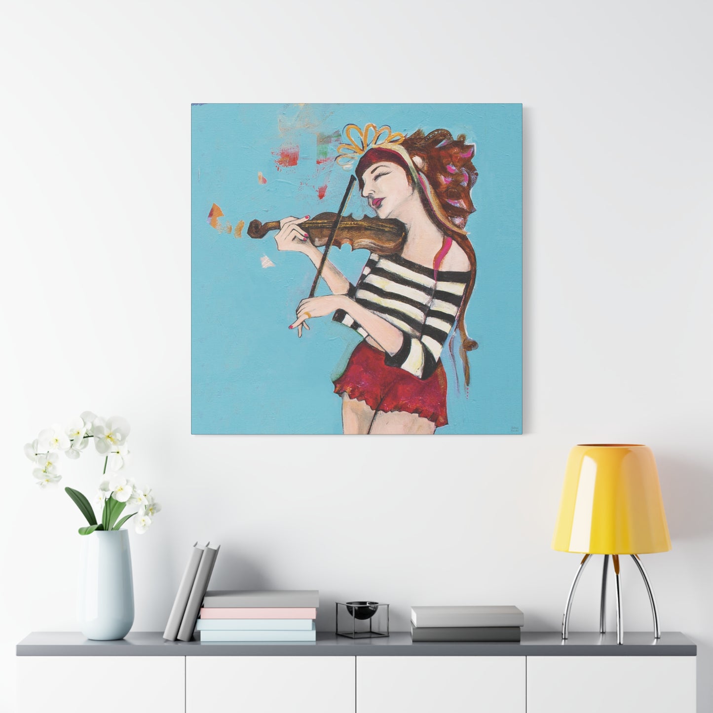 "The Violinist" Unframed Canvas Black Edge Reproduction by Zabrina Fine Art