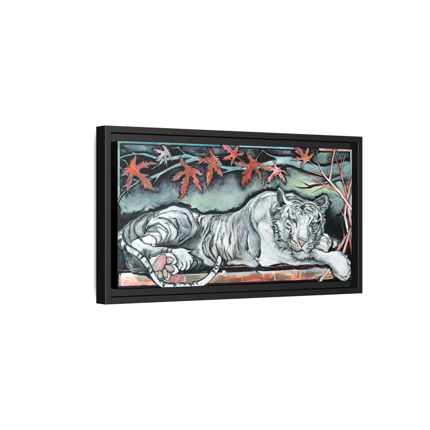 "White Tiger" Framed Canvas Fine Art Reproduction by Zabrina Fine Art