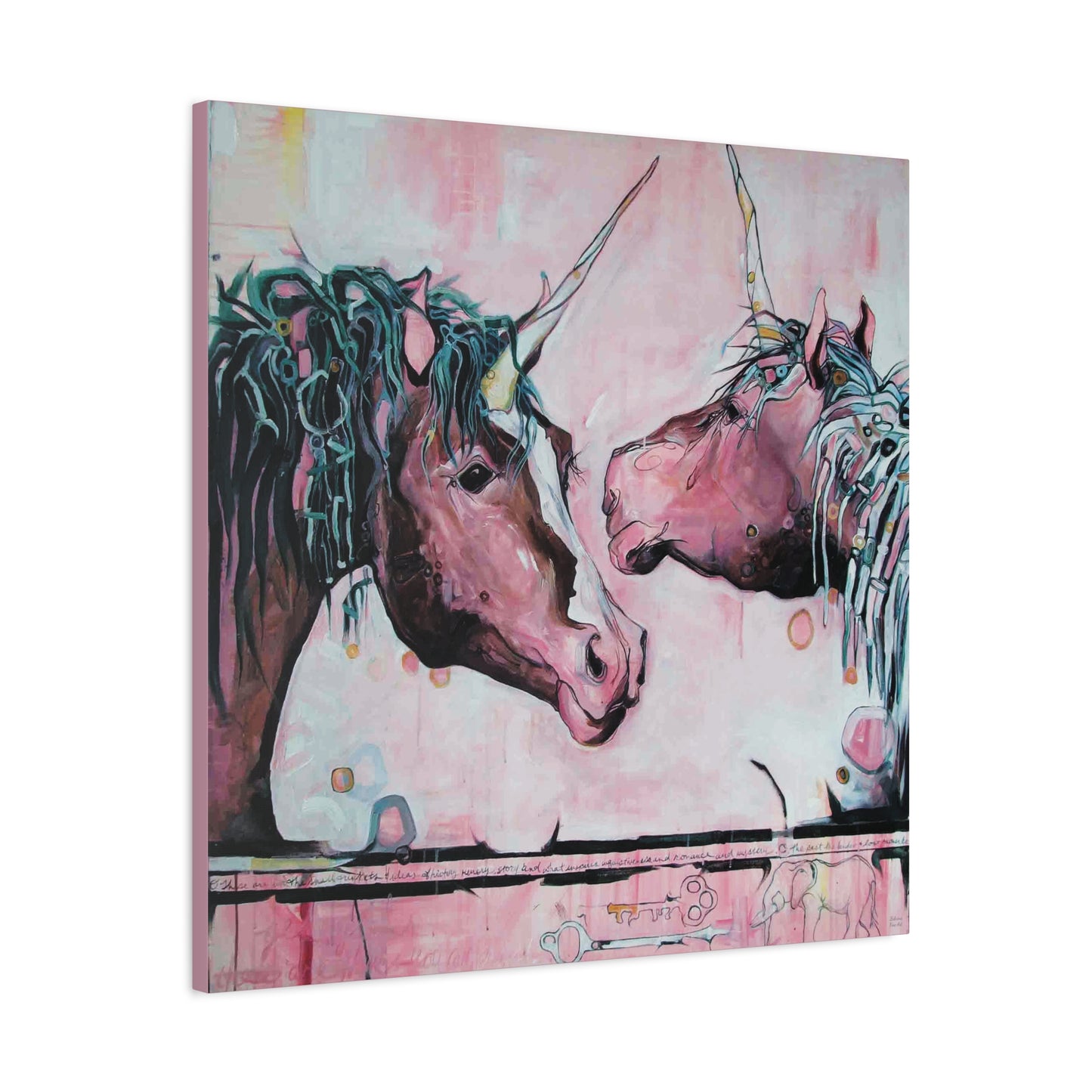 "Unicorns Are Real" Unframed Canvas Pink Edge Reproduction by Zabrina Fine Art