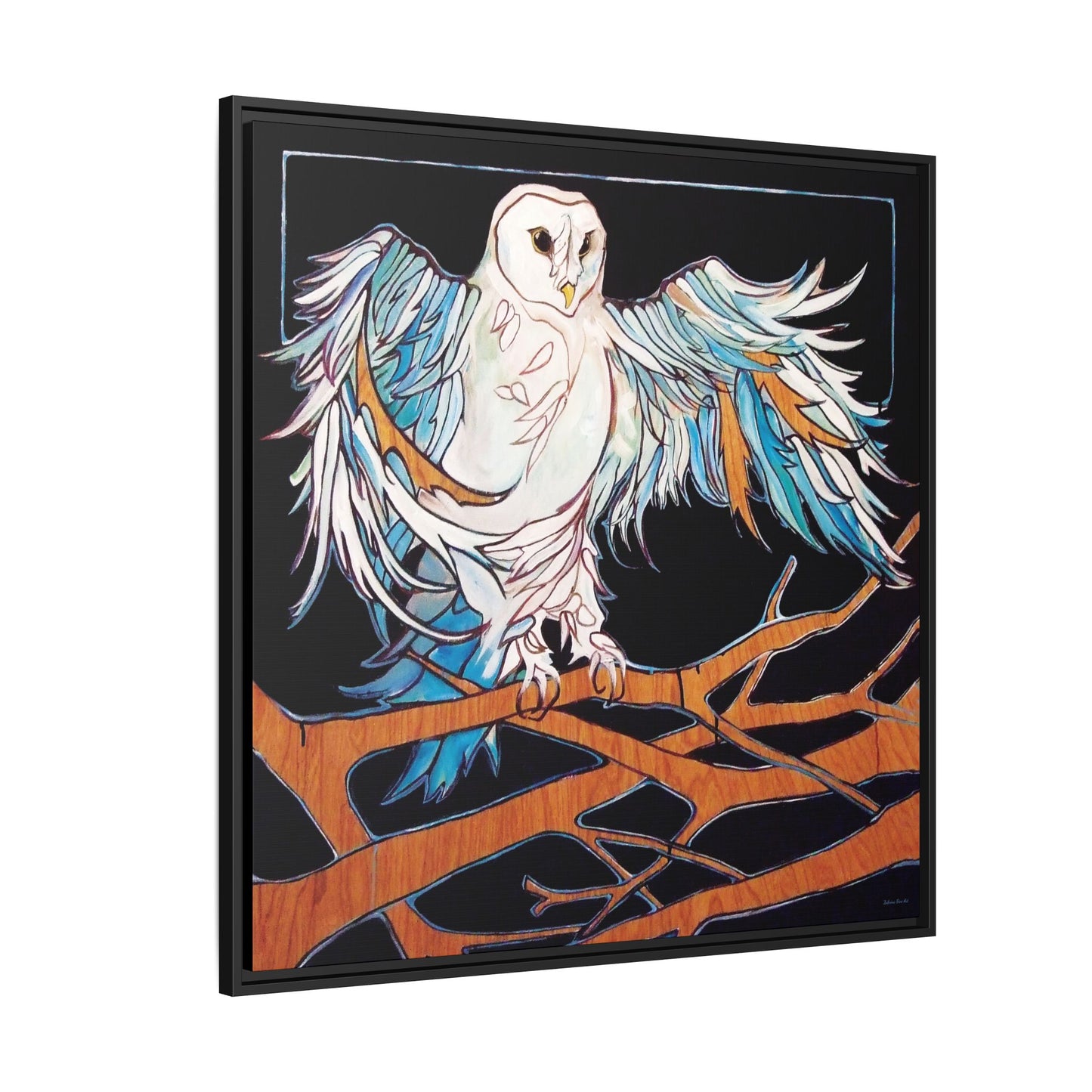 "Blue Owl" Framed Canvas Fine Art Reproduction by Zabrina Fine Art
