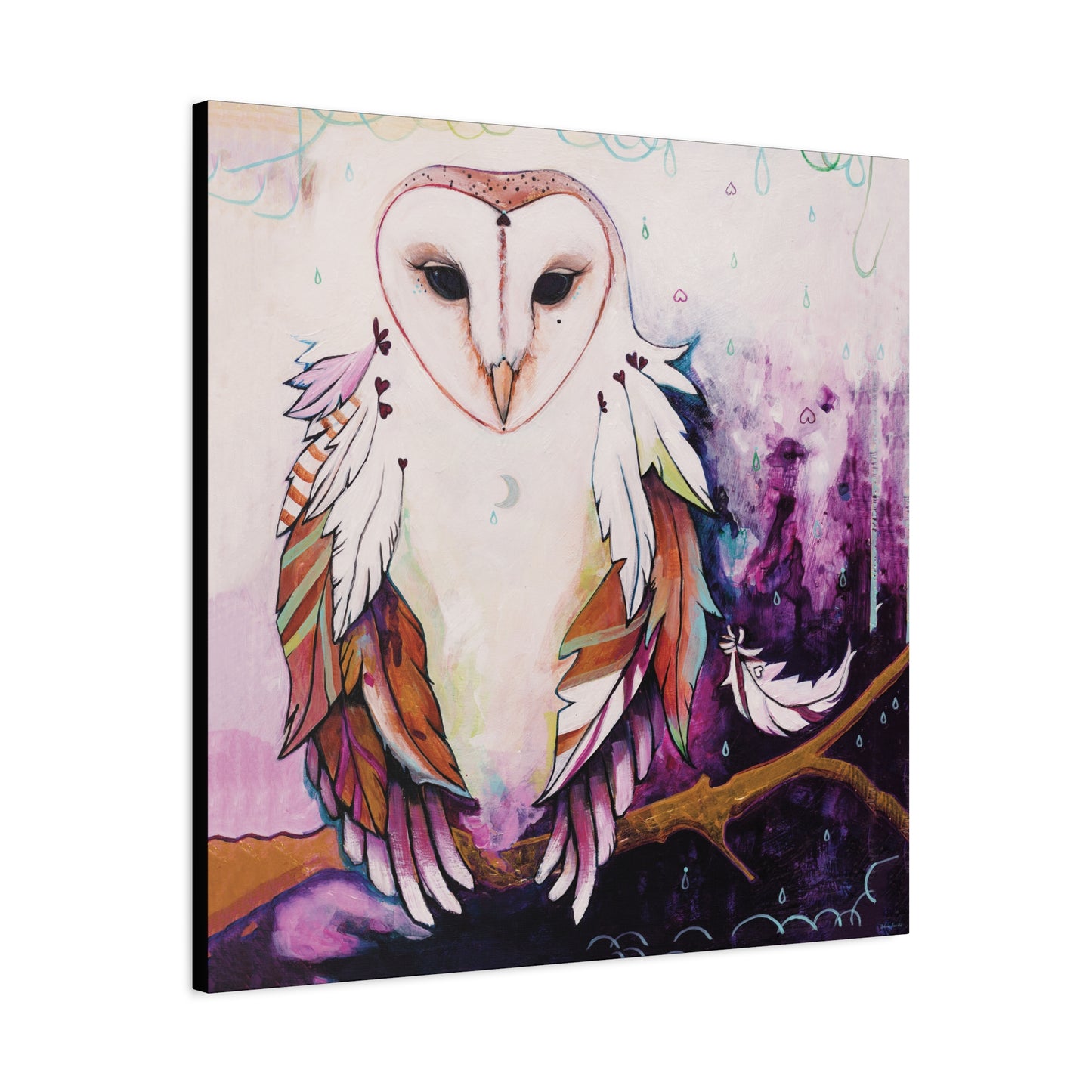 "Rainy Day Owl" Unframed Canvas Black Edge Reproduction by Zabrina Fine Art