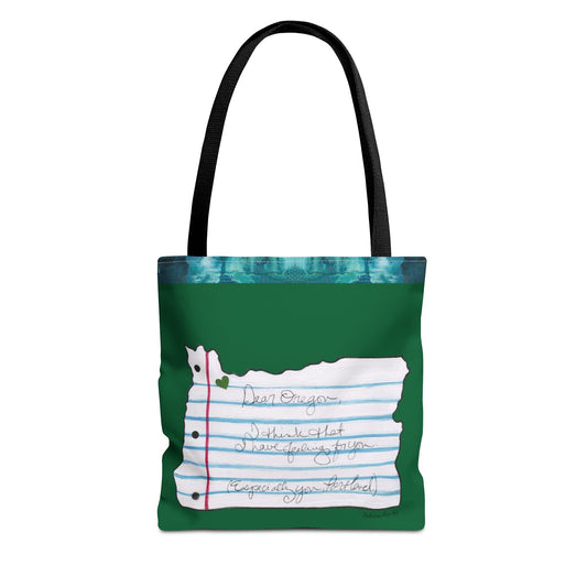 "Oregon Love Letter" Tote Bag Green by Zabrina Fine Art