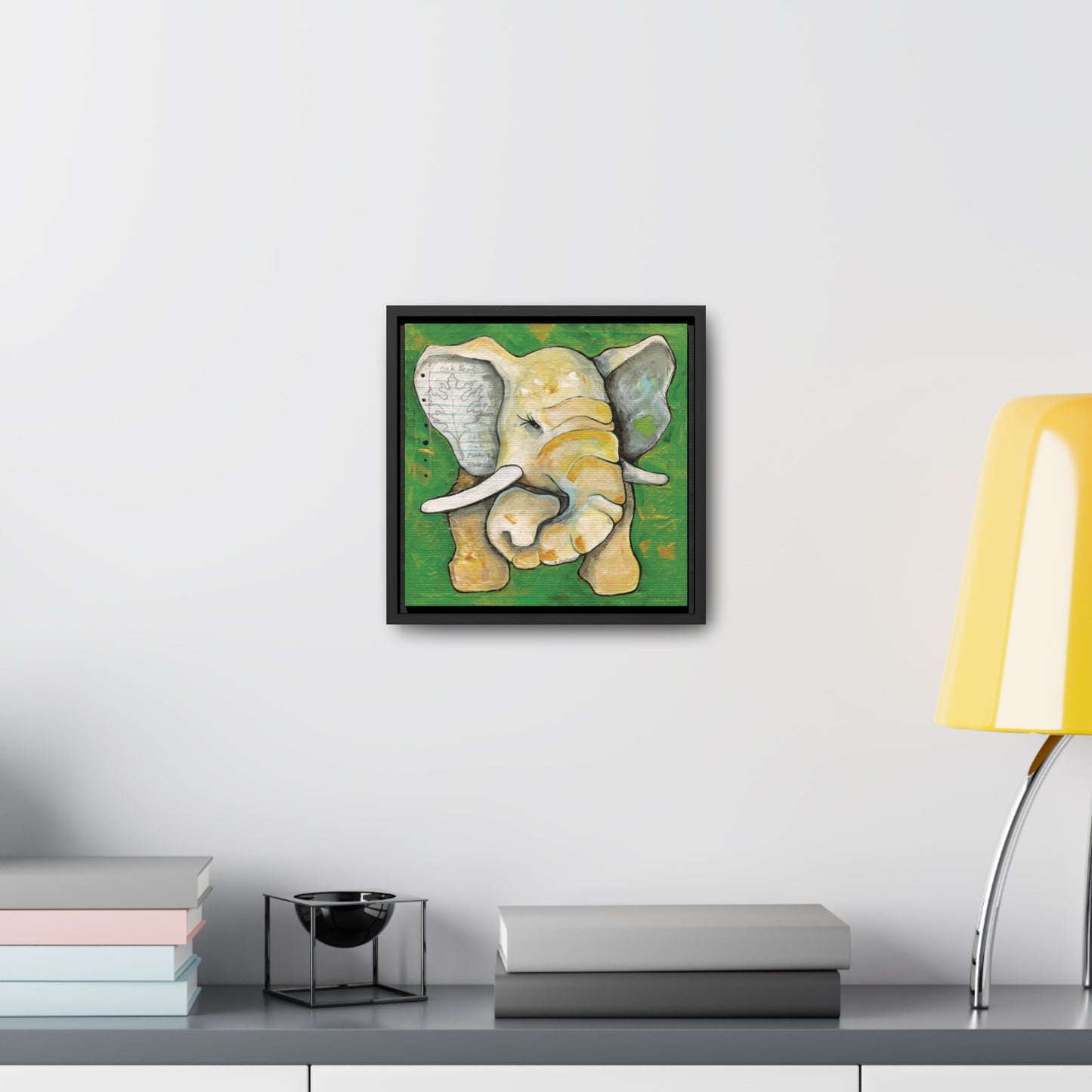 "Oak Leaf Elephant" Framed Canvas Fine Art Reproduction by Zabrina Fine Art