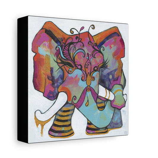 "Masquerade Elephant" Unframed Canvas Black Edge Reproduction by Zabrina Fine Art