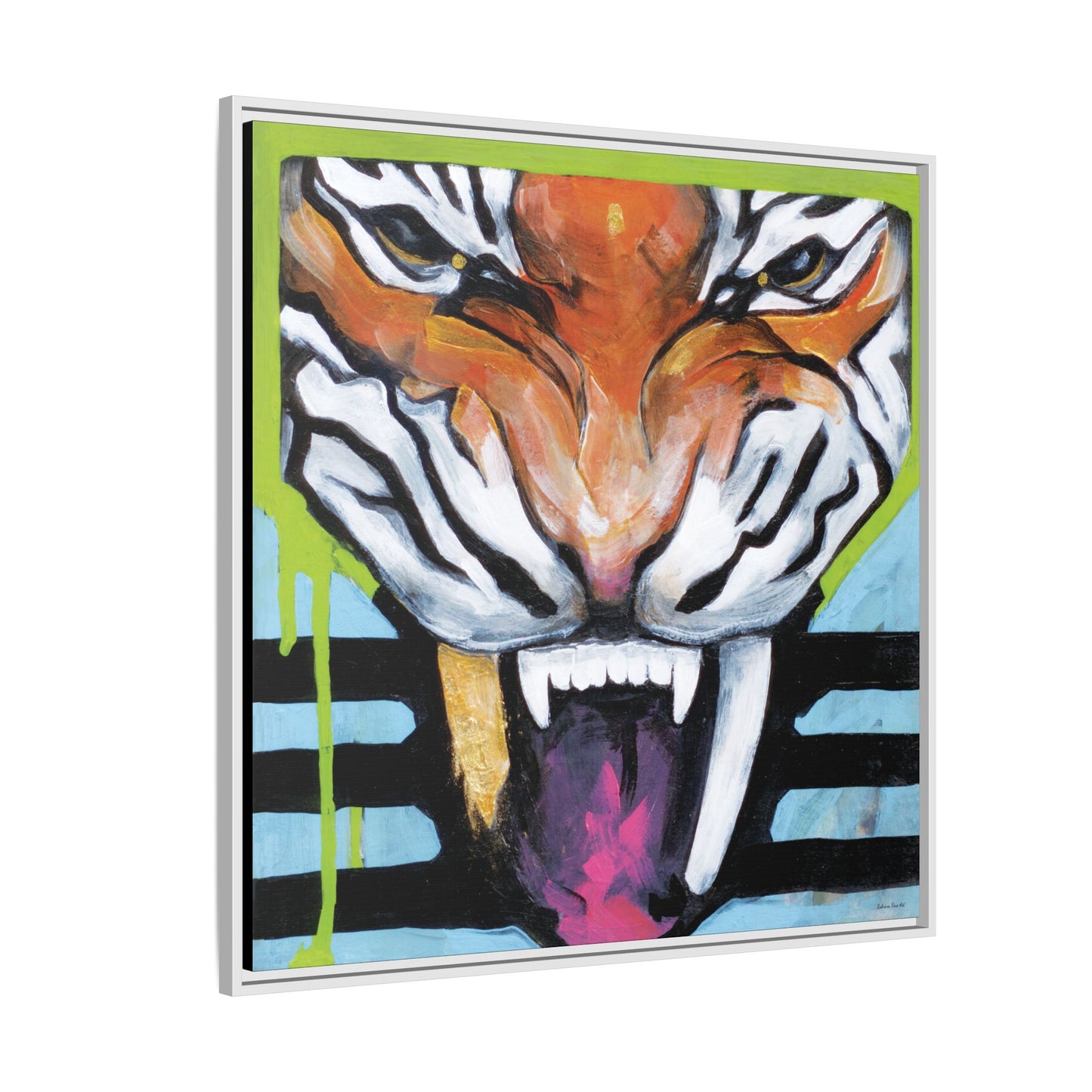 "Tiger Fang" Framed Canvas Fine Art Reproduction by Zabrina Fine Art
